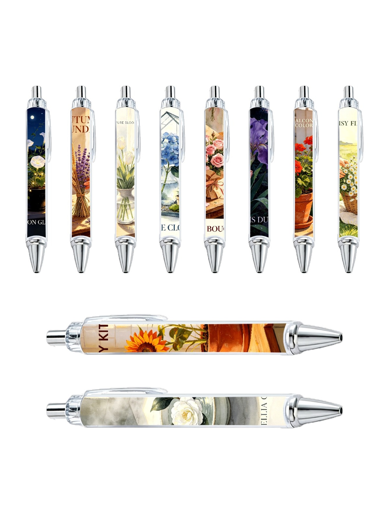 Botanical Gel Pens, Black Ink - 10-Pack