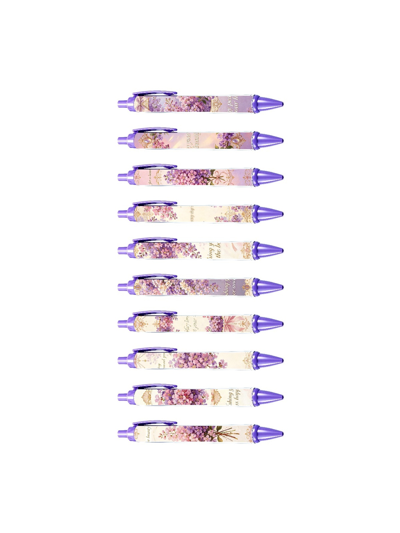 Floral Elegance Retractable Pens - 10-Pack