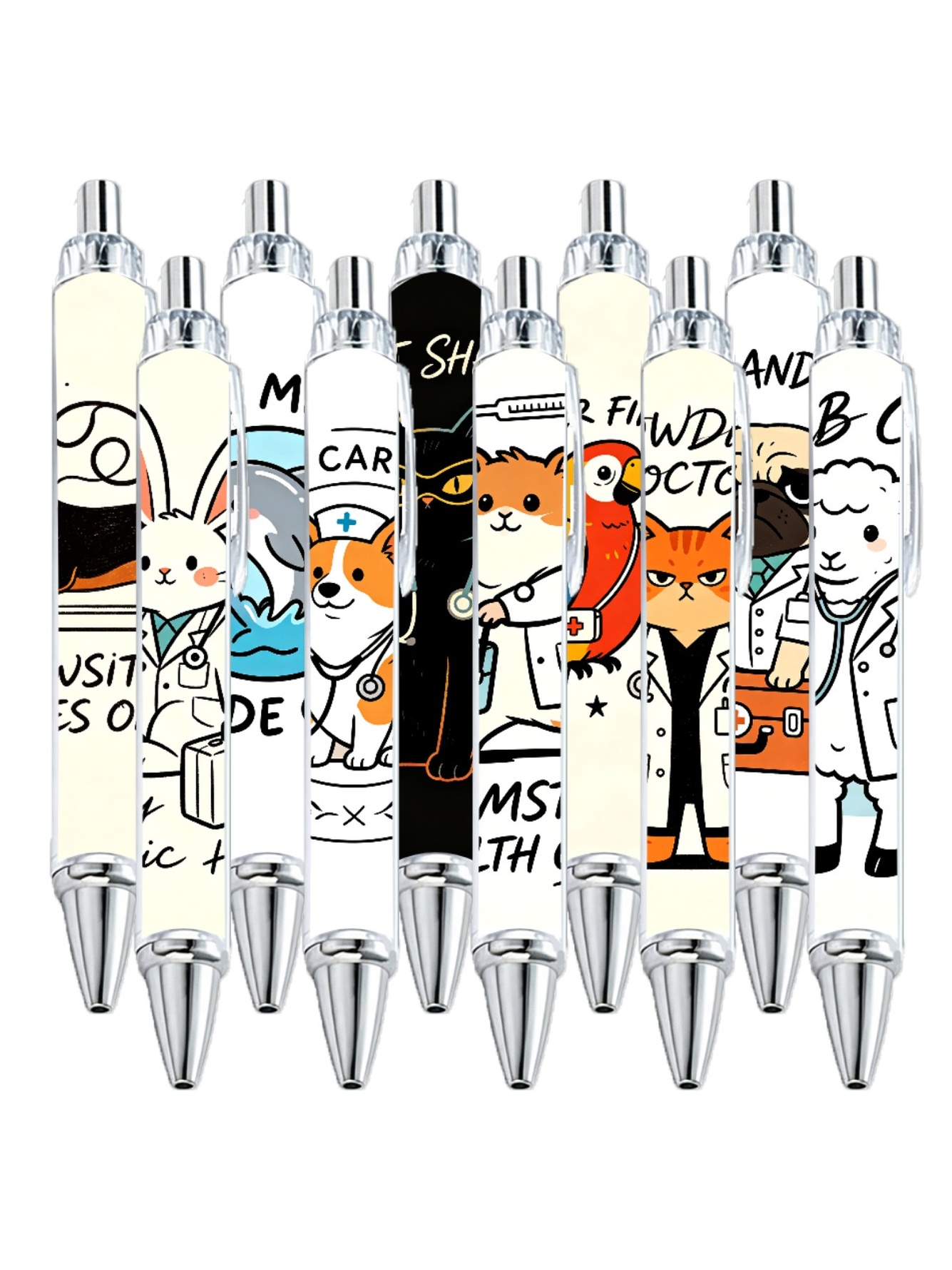 Adorable Animal Vet Ballpoint Pens, For Students And Professionals - 10-Pack