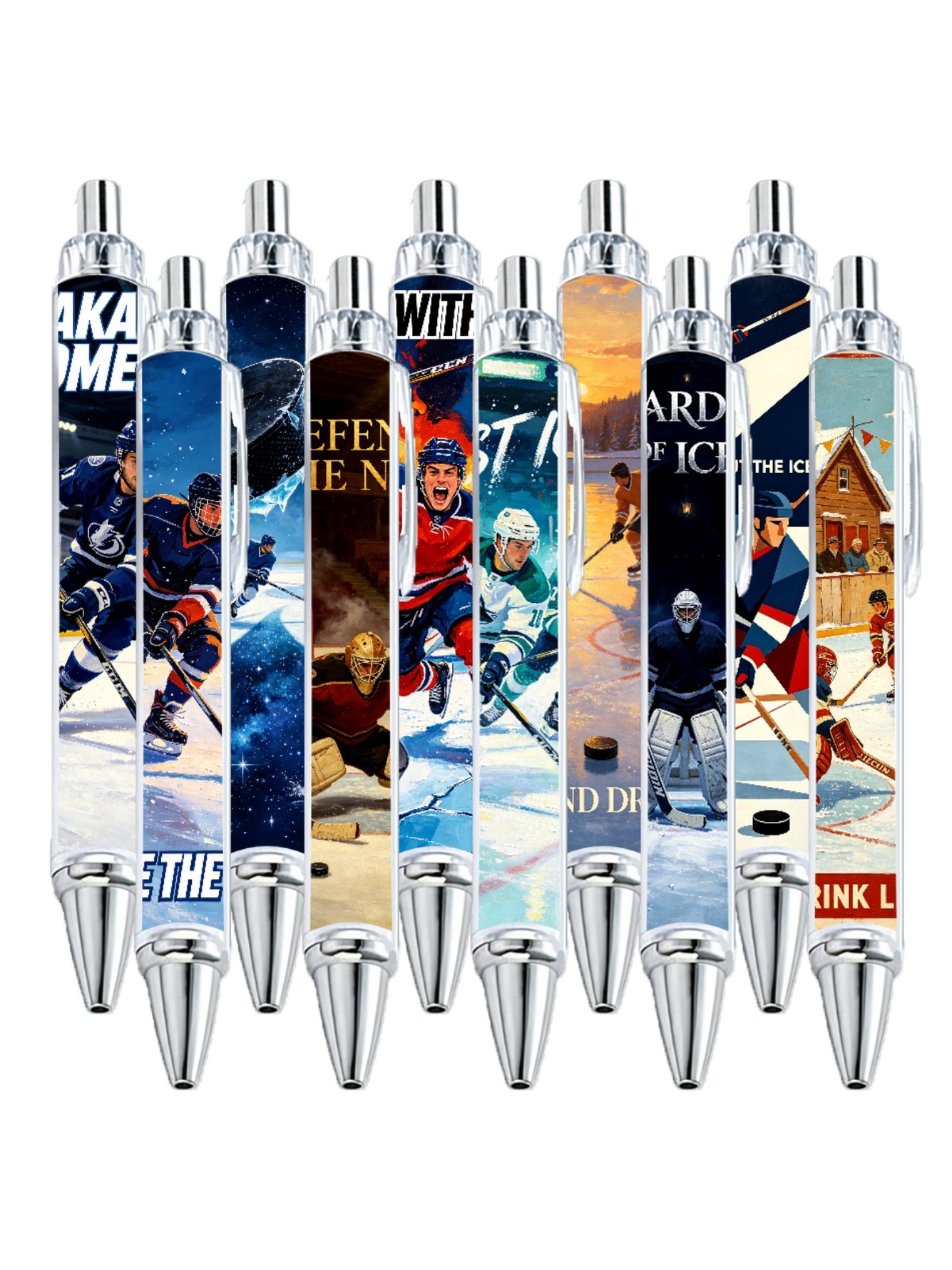 Ice Hockey Gel Pens, Ice Sport, Black Ink - 10-Pack
