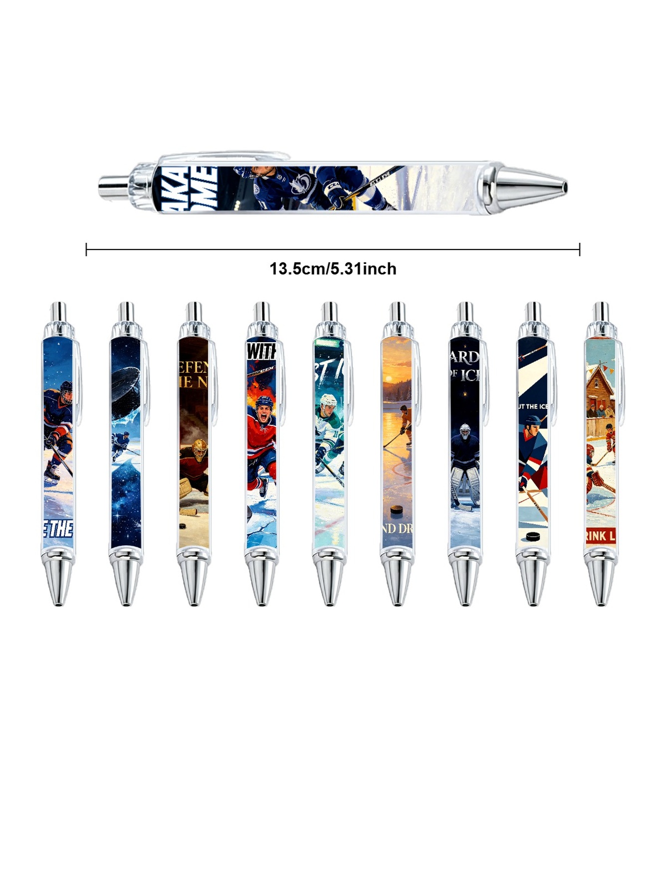 Ice Hockey Gel Pens, Ice Sport, Black Ink - 10-Pack
