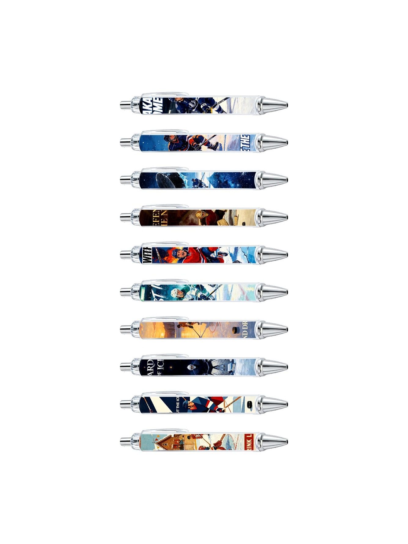 Ice Hockey Gel Pens, Ice Sport, Black Ink - 10-Pack