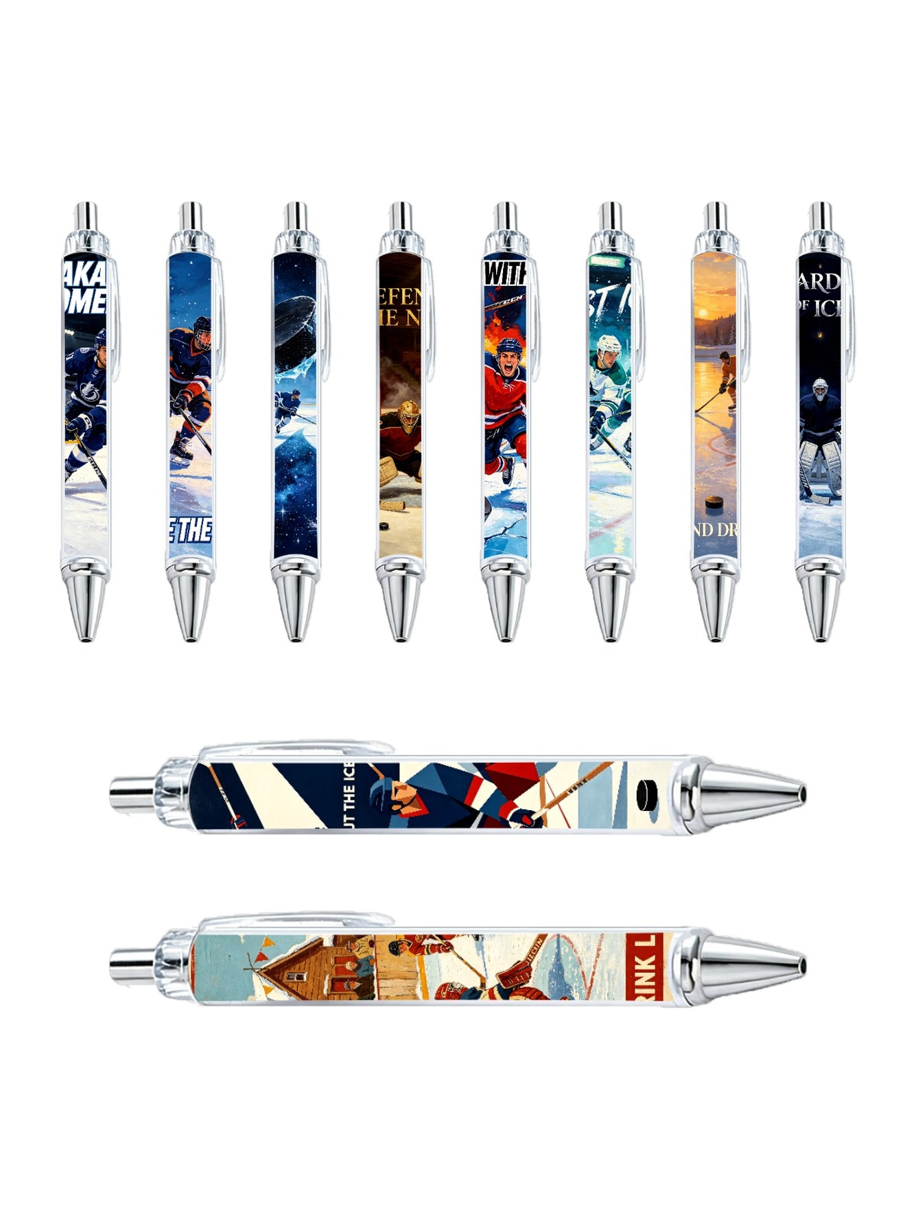Ice Hockey Gel Pens, Ice Sport, Black Ink - 10-Pack