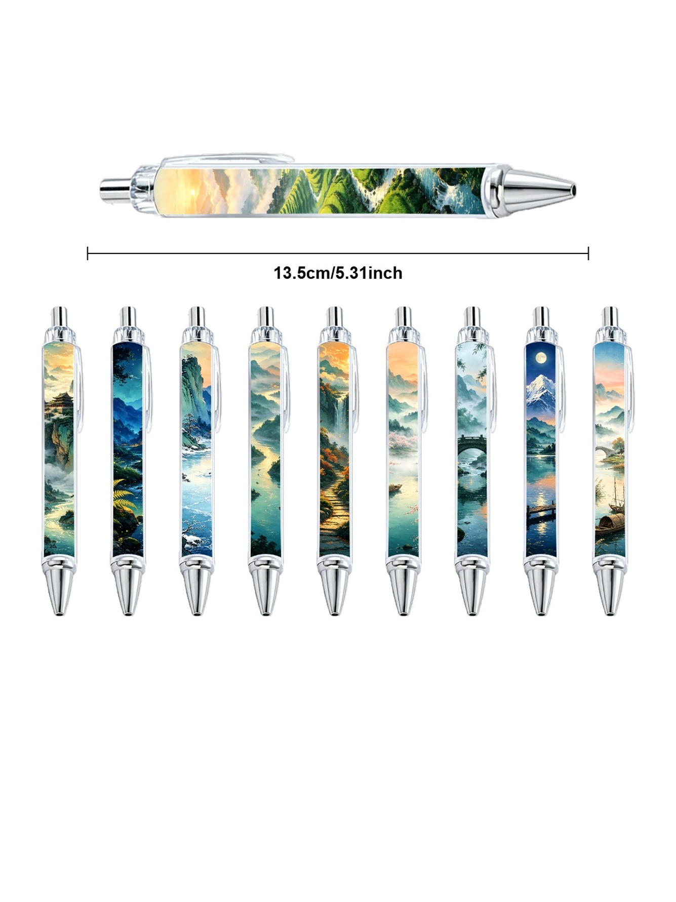 Chinese Landscape Art Ballpoint Pens - 10-Pack