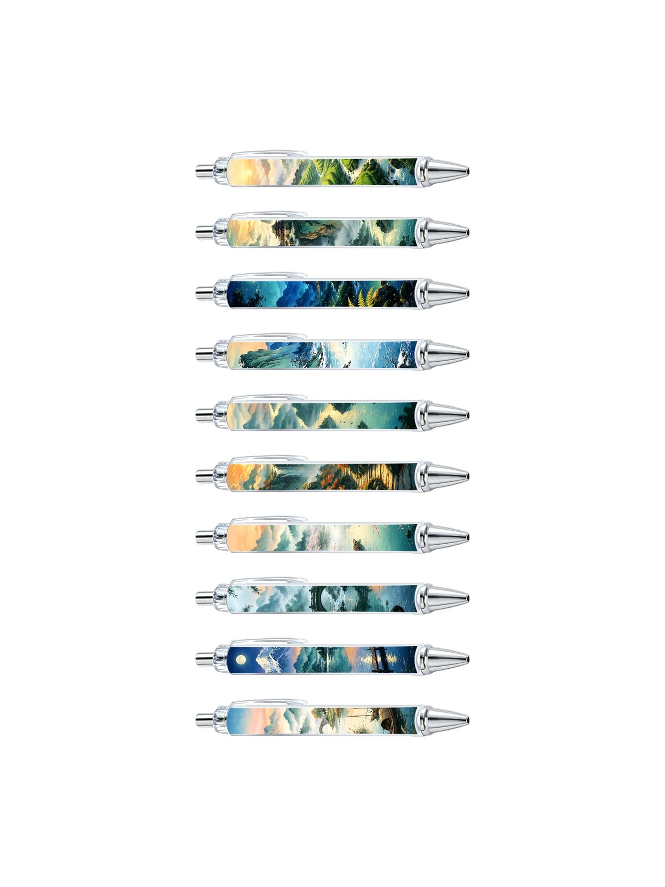 Chinese Landscape Art Ballpoint Pens - 10-Pack