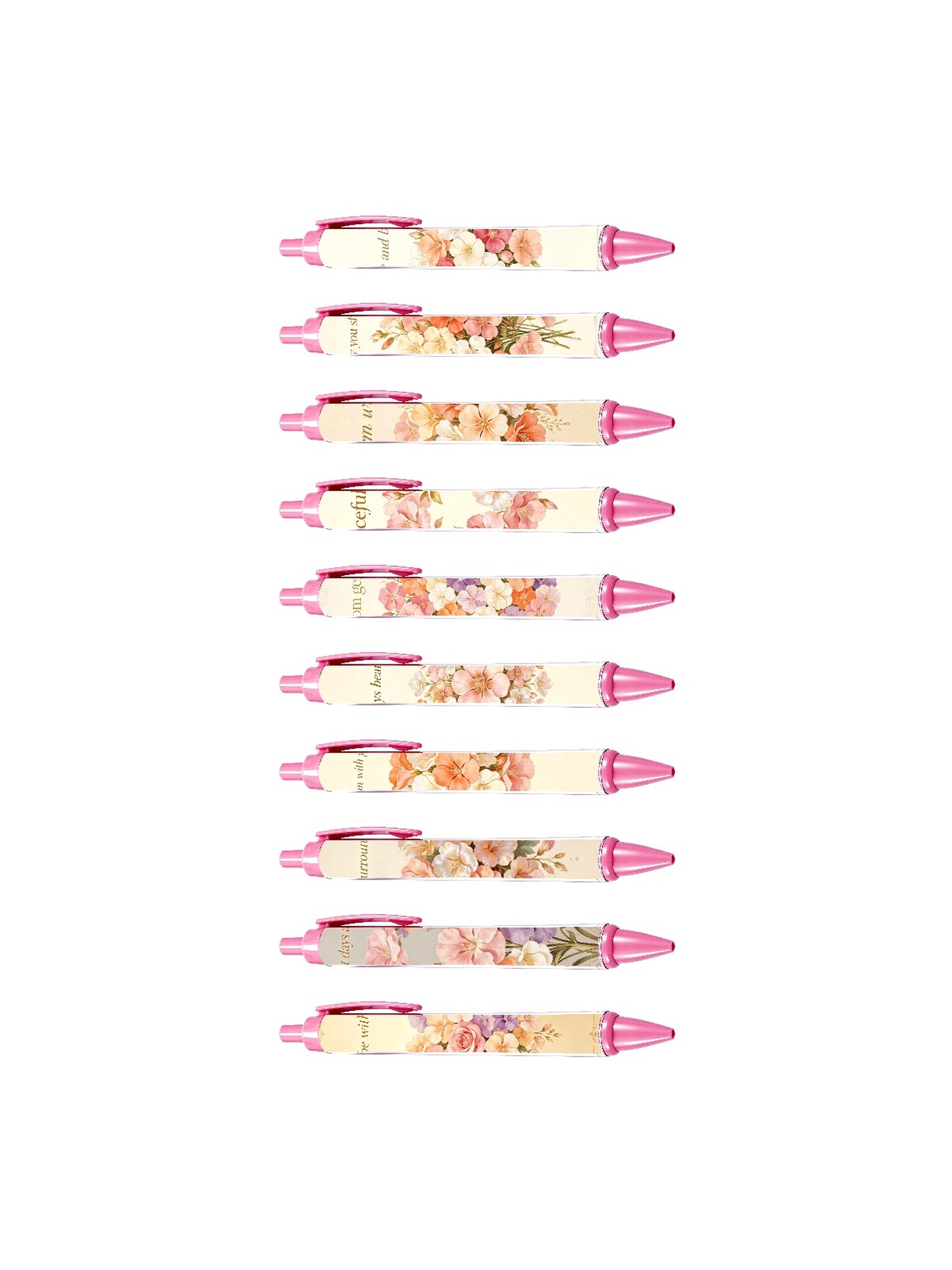 Floral Elegance Retractable Pens - 10-Pack