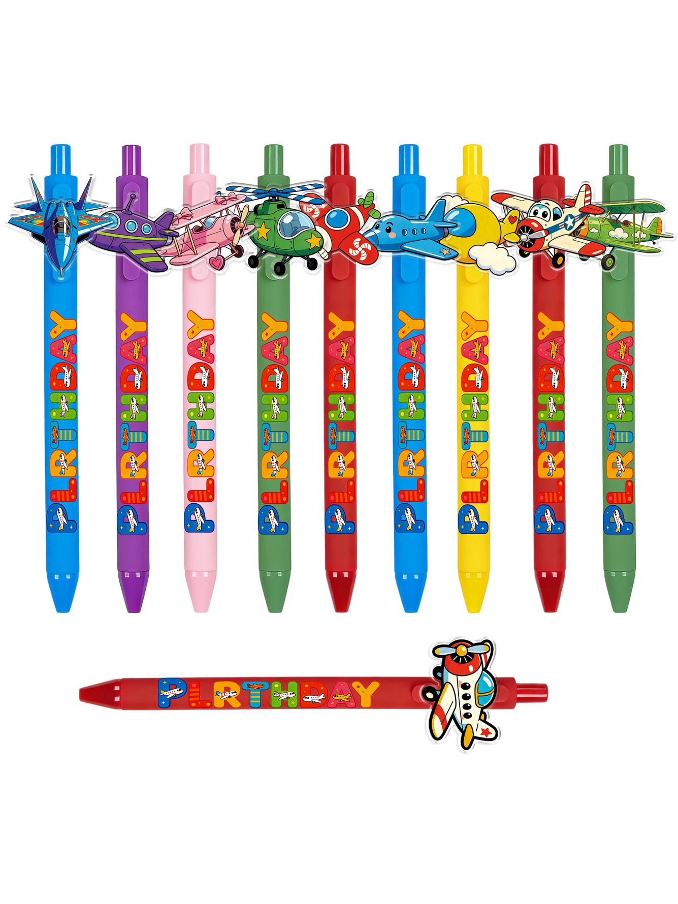 Fighter Aircraft Pattern Ballpoint Pens - 10-Pack