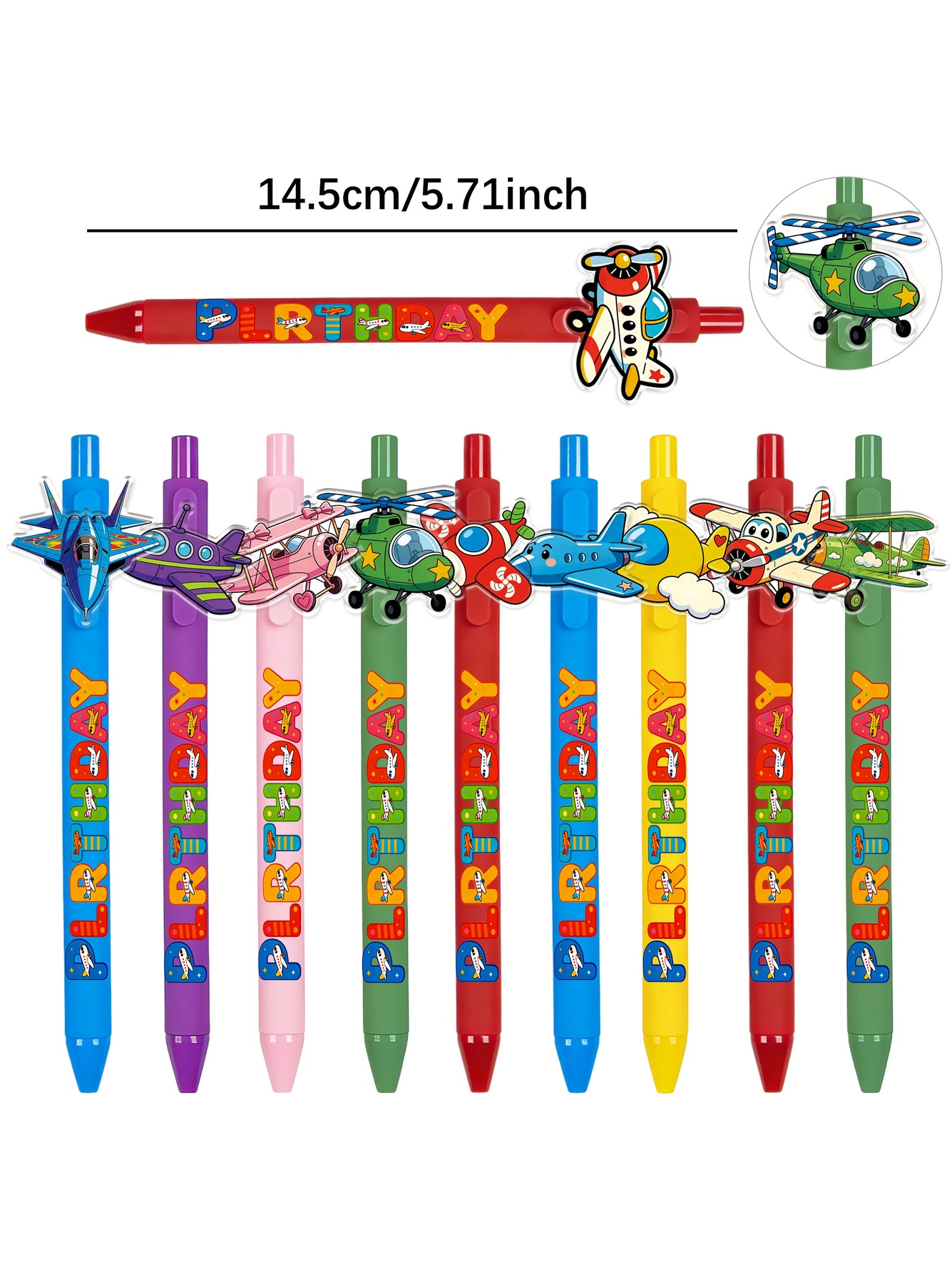 Fighter Aircraft Pattern Ballpoint Pens - 10-Pack