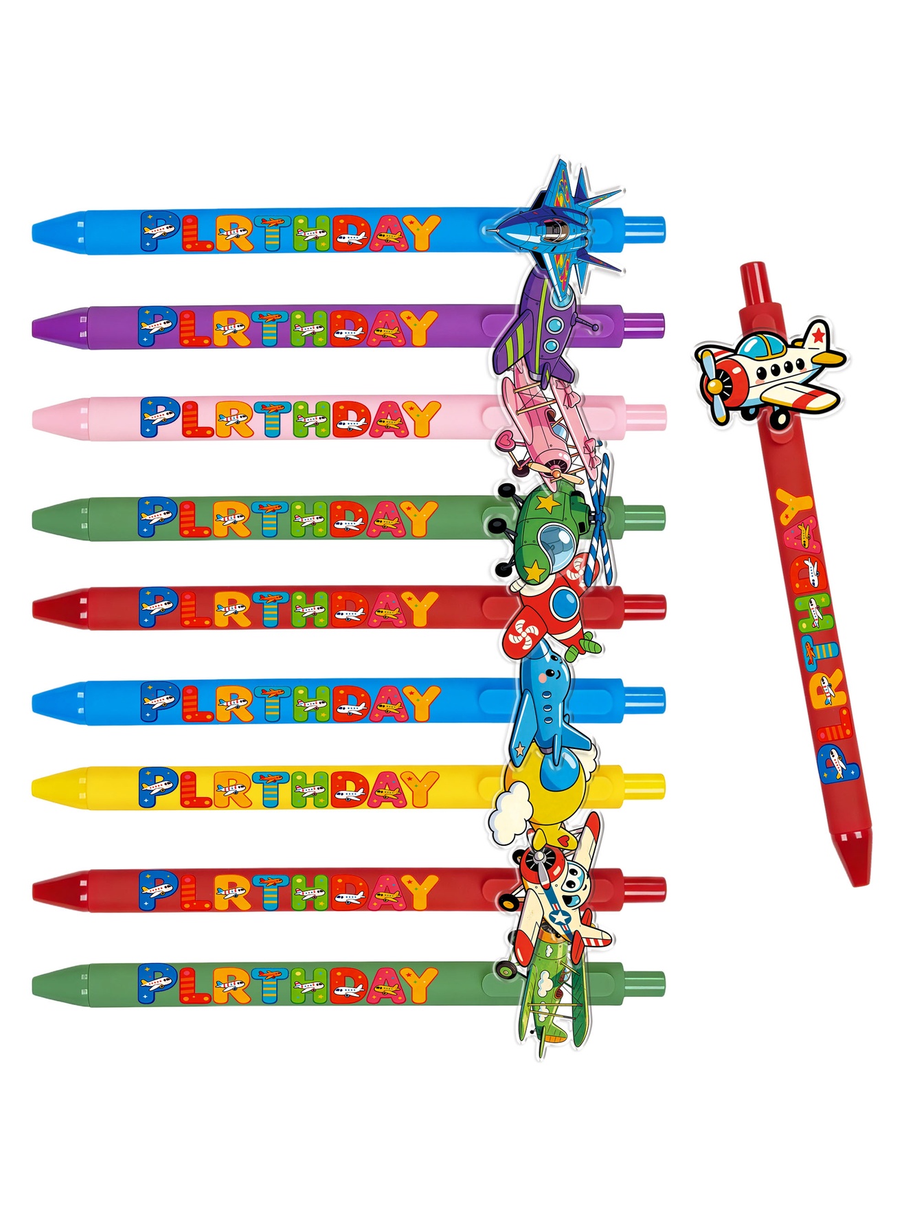 Fighter Aircraft Pattern Ballpoint Pens - 10-Pack