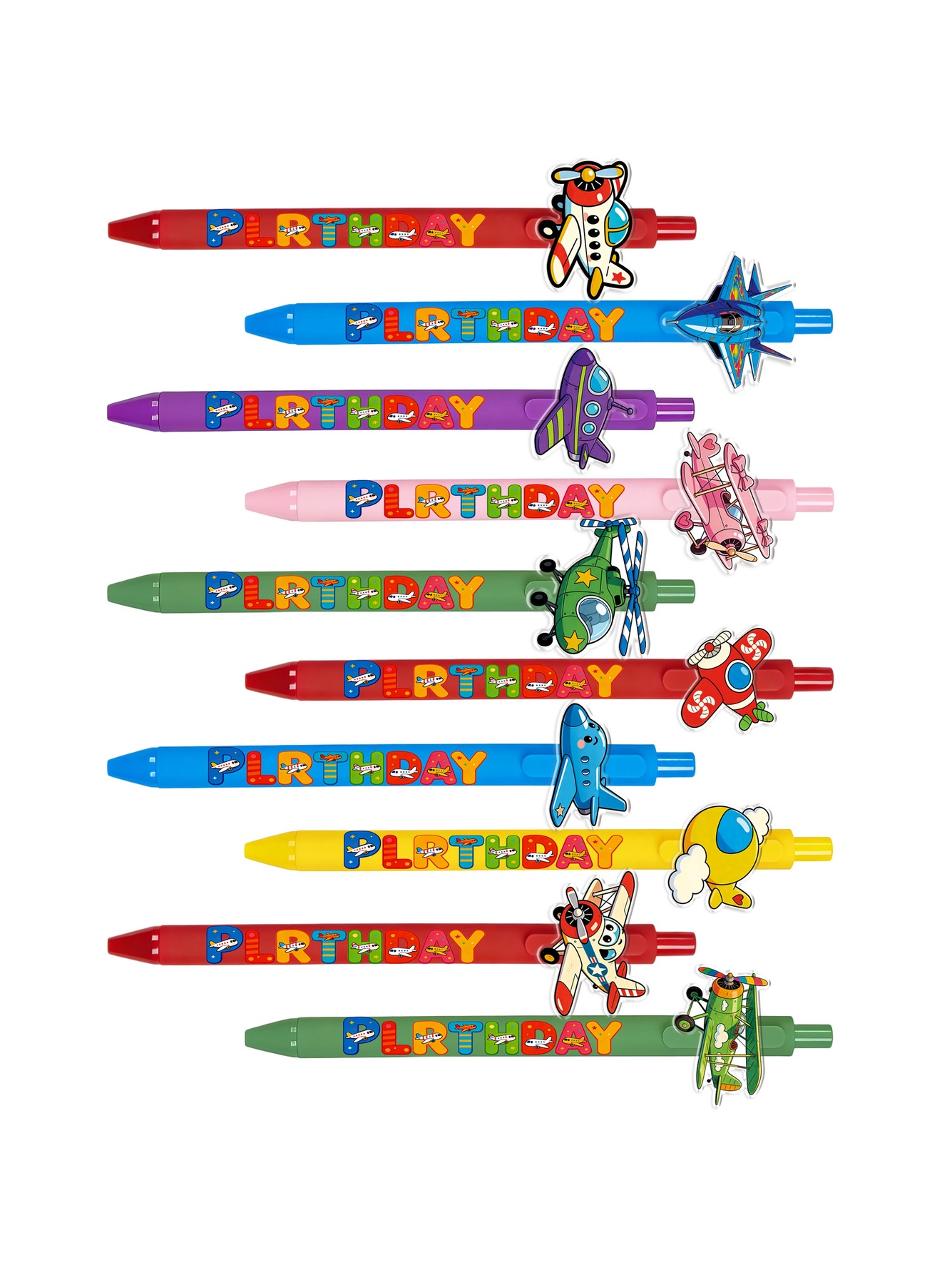 Fighter Aircraft Pattern Ballpoint Pens - 10-Pack