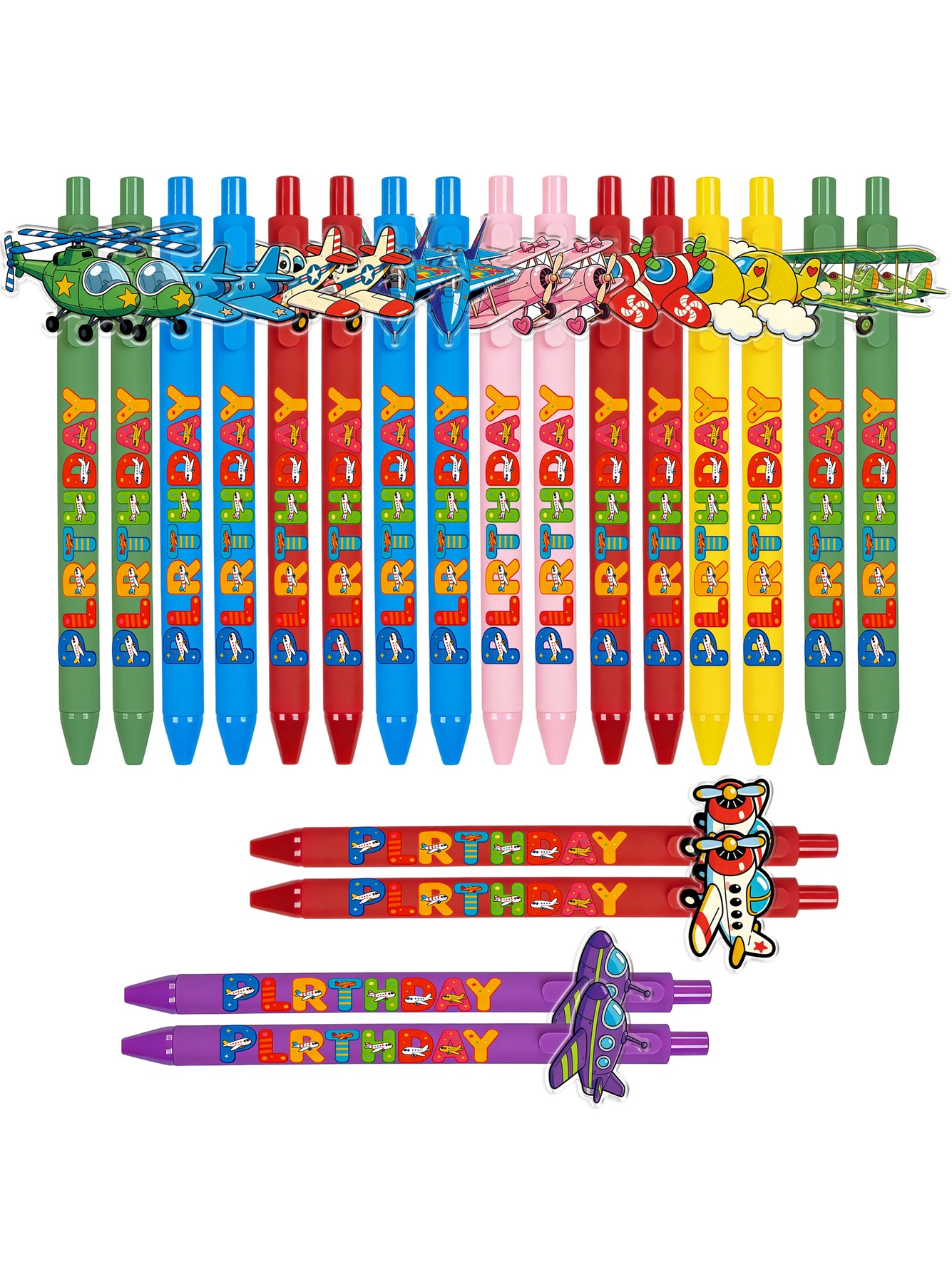 Fighter Aircraft Pattern Ballpoint Pens - 10-Pack