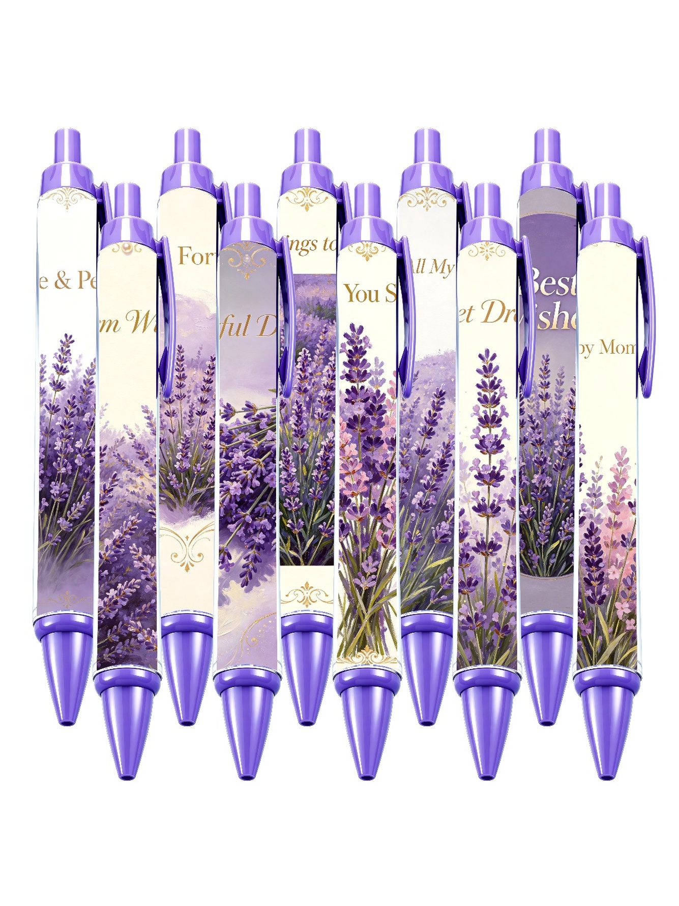 Hyacinth Retractable Pen, Purple Best Wish - 10-Pack