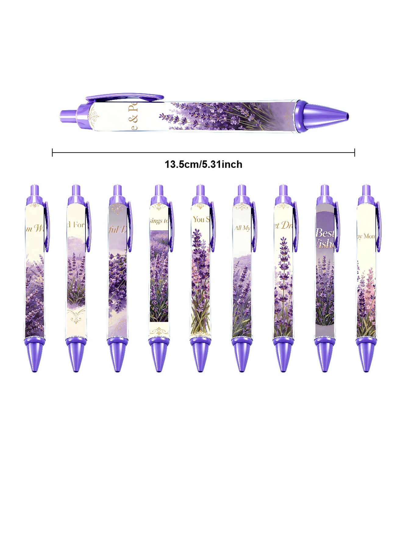 Hyacinth Retractable Pen, Purple Best Wish - 10-Pack