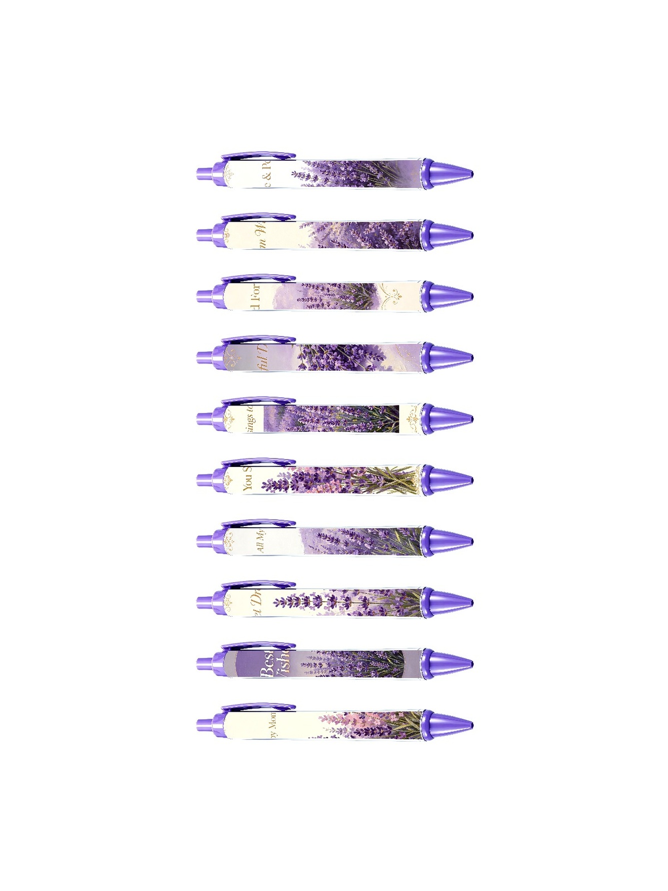 Hyacinth Retractable Pen, Purple Best Wish - 10-Pack