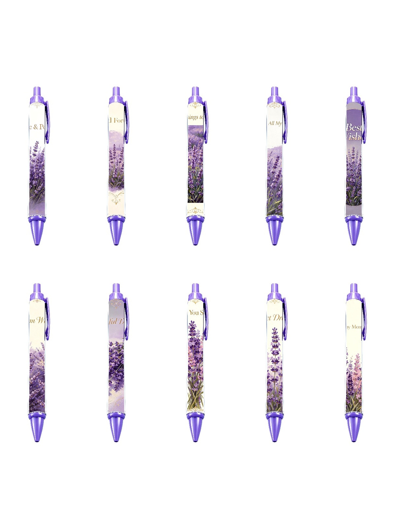 Hyacinth Retractable Pen, Purple Best Wish - 10-Pack