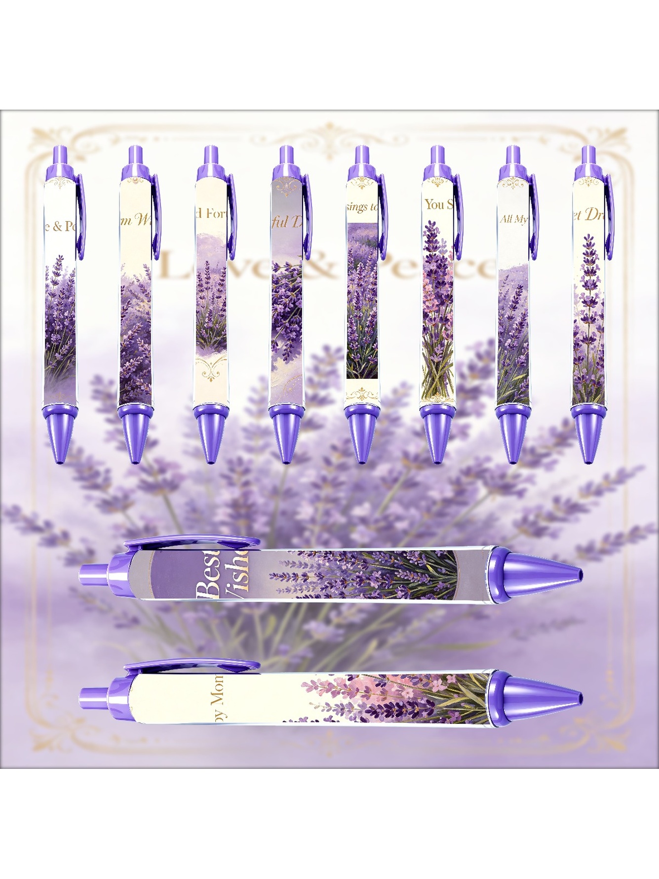 Hyacinth Retractable Pen, Purple Best Wish - 10-Pack