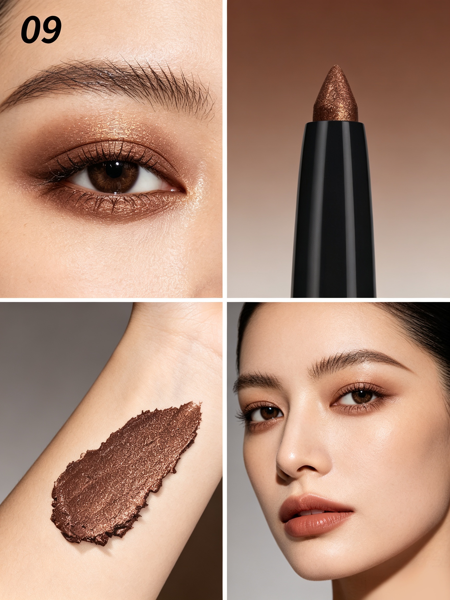 YOUNG VISION Shimmer Eyeshadow Stick - Waterproof Metallic Glitter Eye Makeup Pencil, Brown