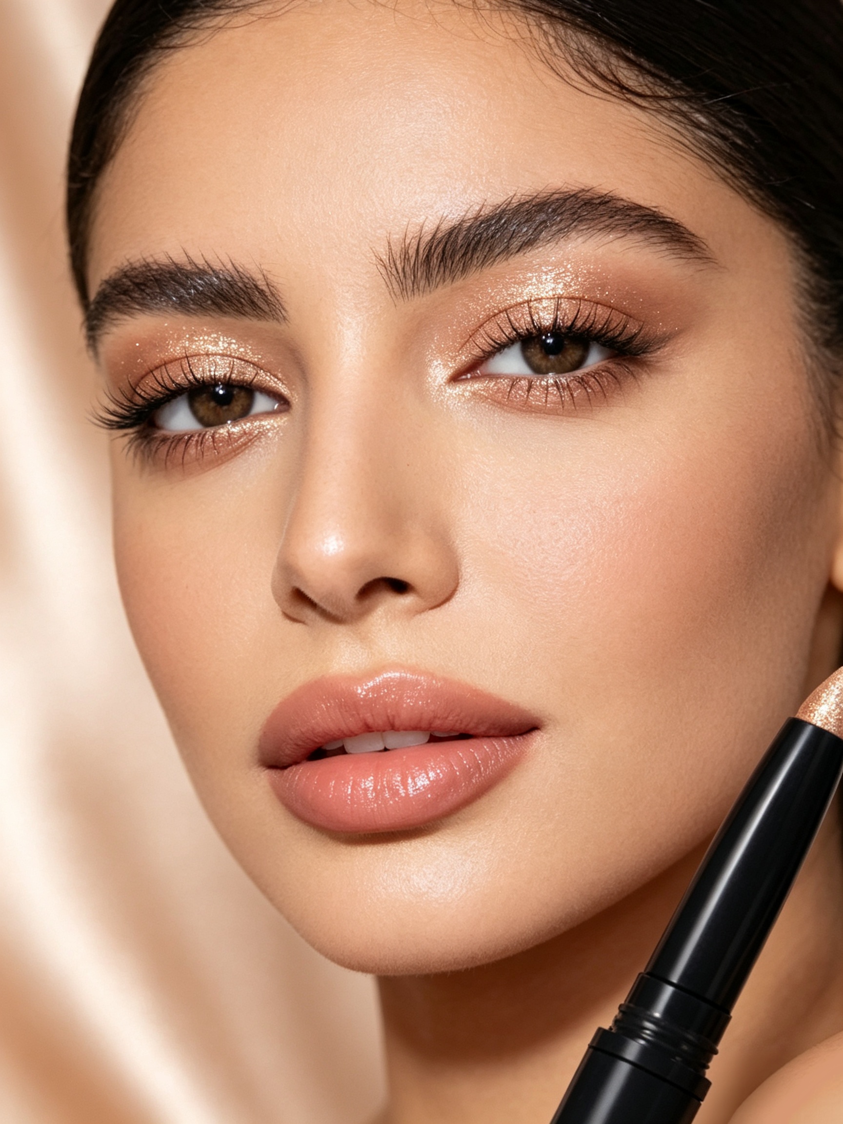 Golden Shimmer Cream Eyeshadow Stick - Waterproof and Long-Lasting Metallic Eye Makeup