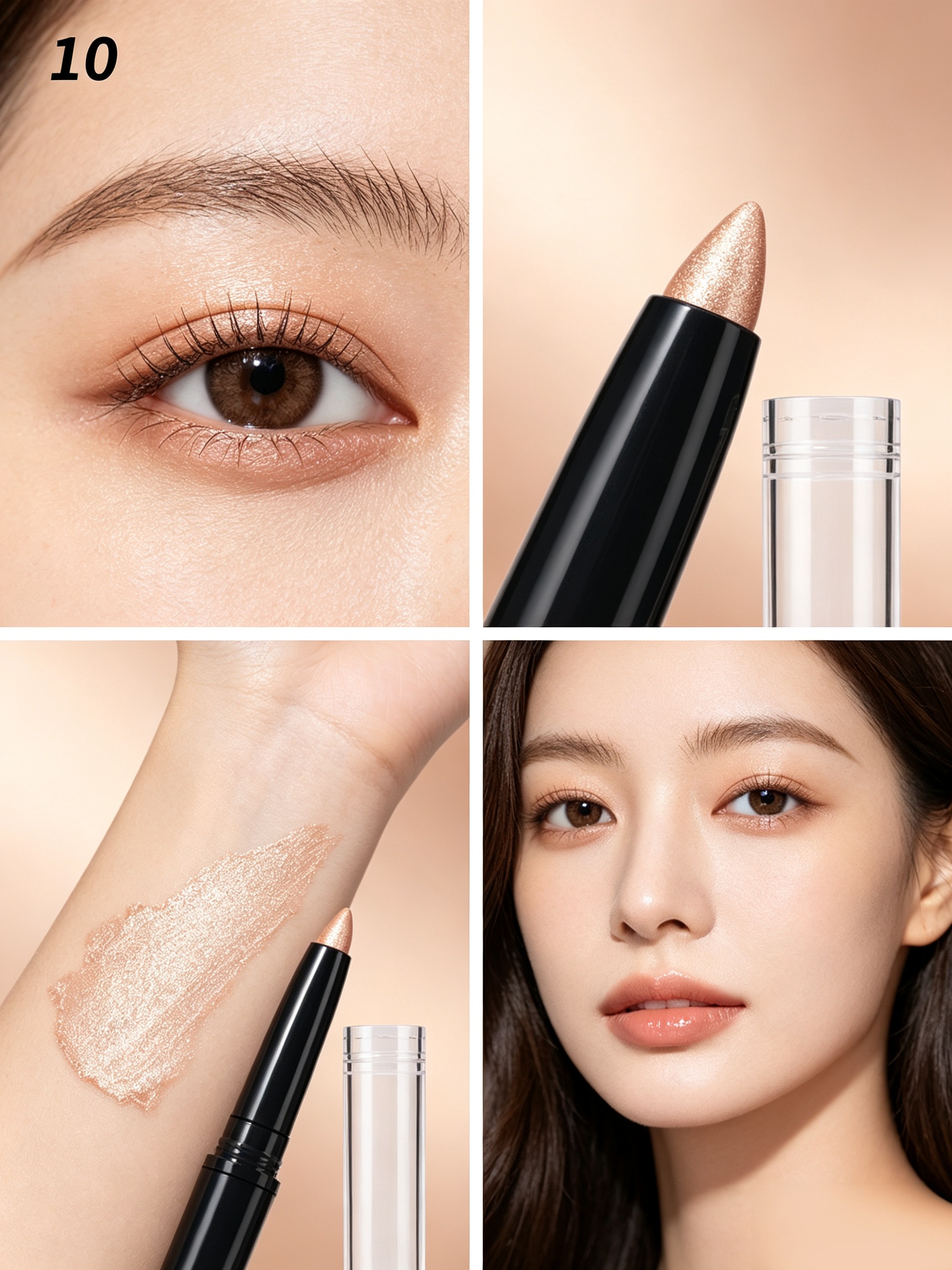 Golden Shimmer Cream Eyeshadow Stick - Waterproof and Long-Lasting Metallic Eye Makeup