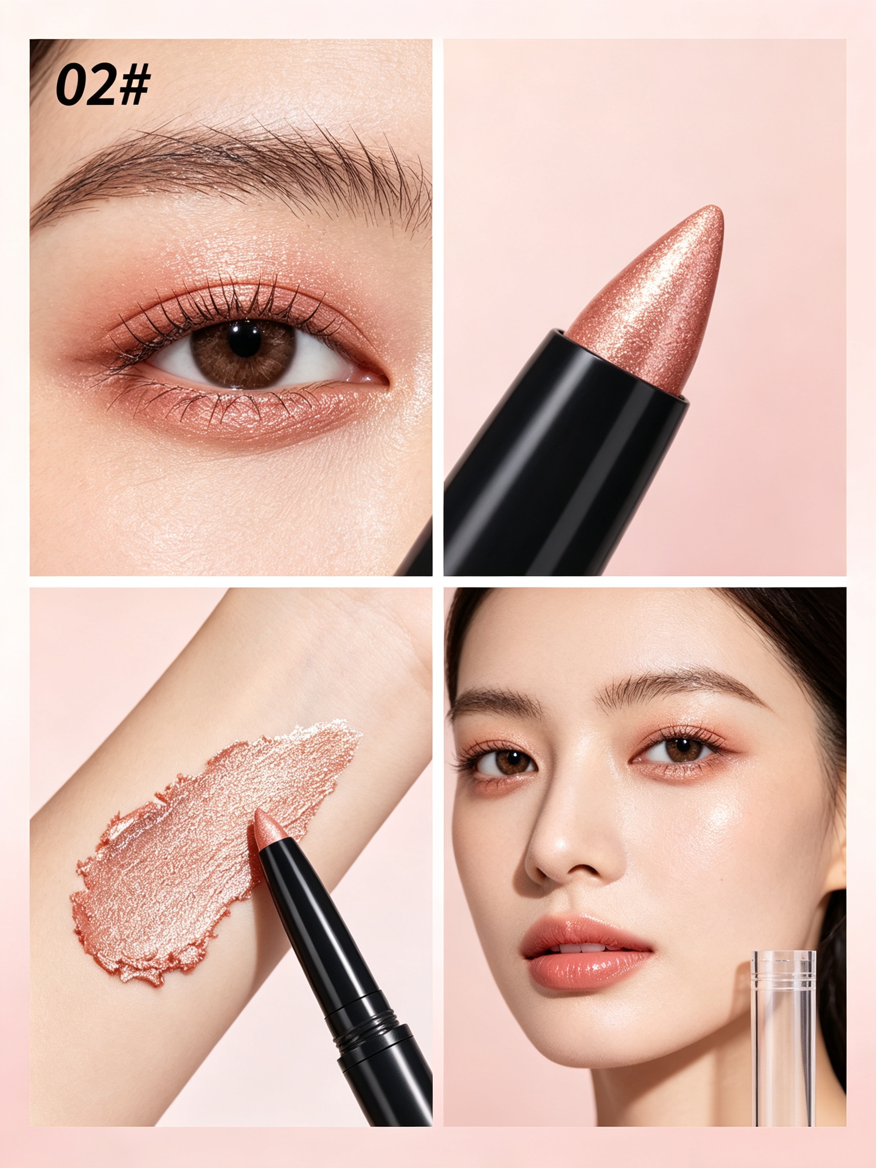 YOUNG VISION #02 Shimmer Gold Eyeshadow Stick - Waterproof and Long-Lasting Cream Eye Makeup