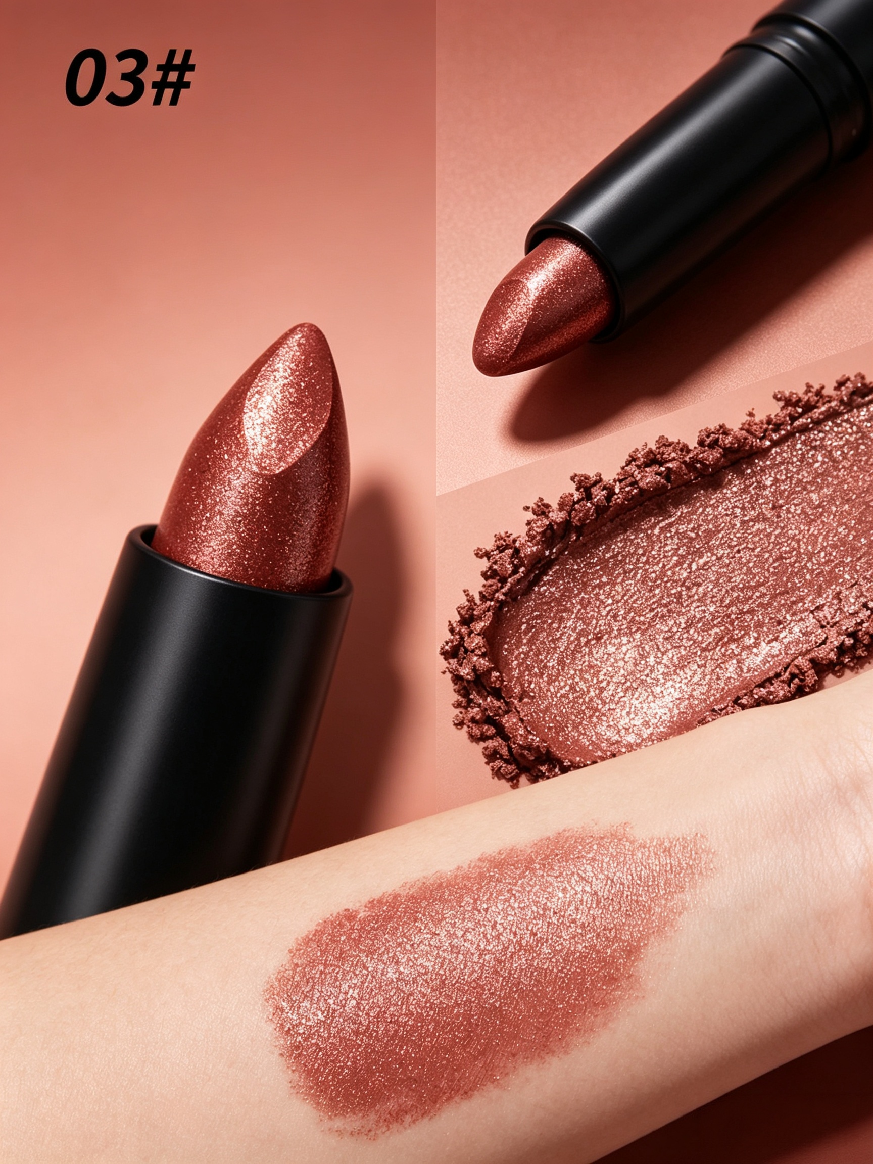 YOUNG VISION Shimmer Eyeshadow Stick - Bronze Coffee Brown, Waterproof and Long-Lasting Glitter Eye Makeup