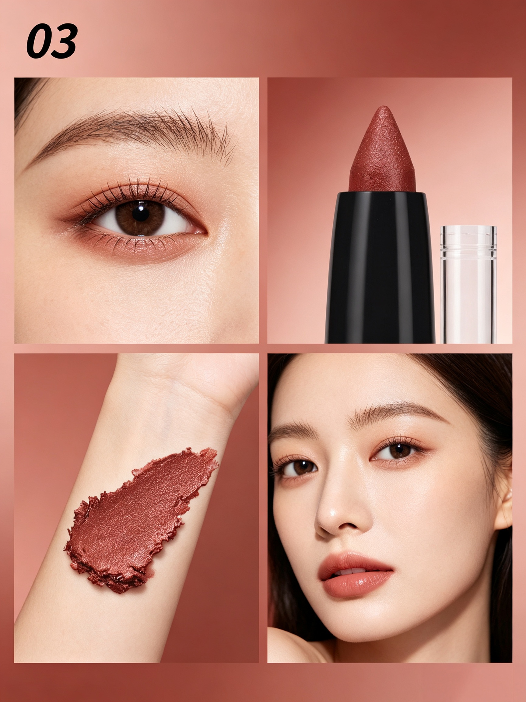 YOUNG VISION Shimmer Eyeshadow Stick - Bronze Coffee Brown, Waterproof and Long-Lasting Glitter Eye Makeup
