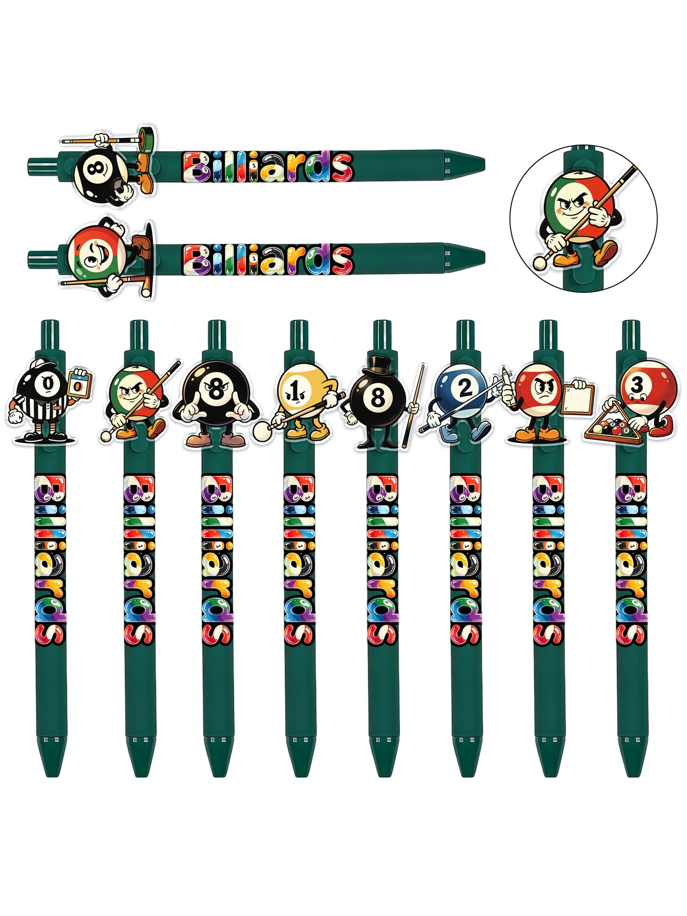 Billiards Theme Ballpoint Pen- 10-Pack