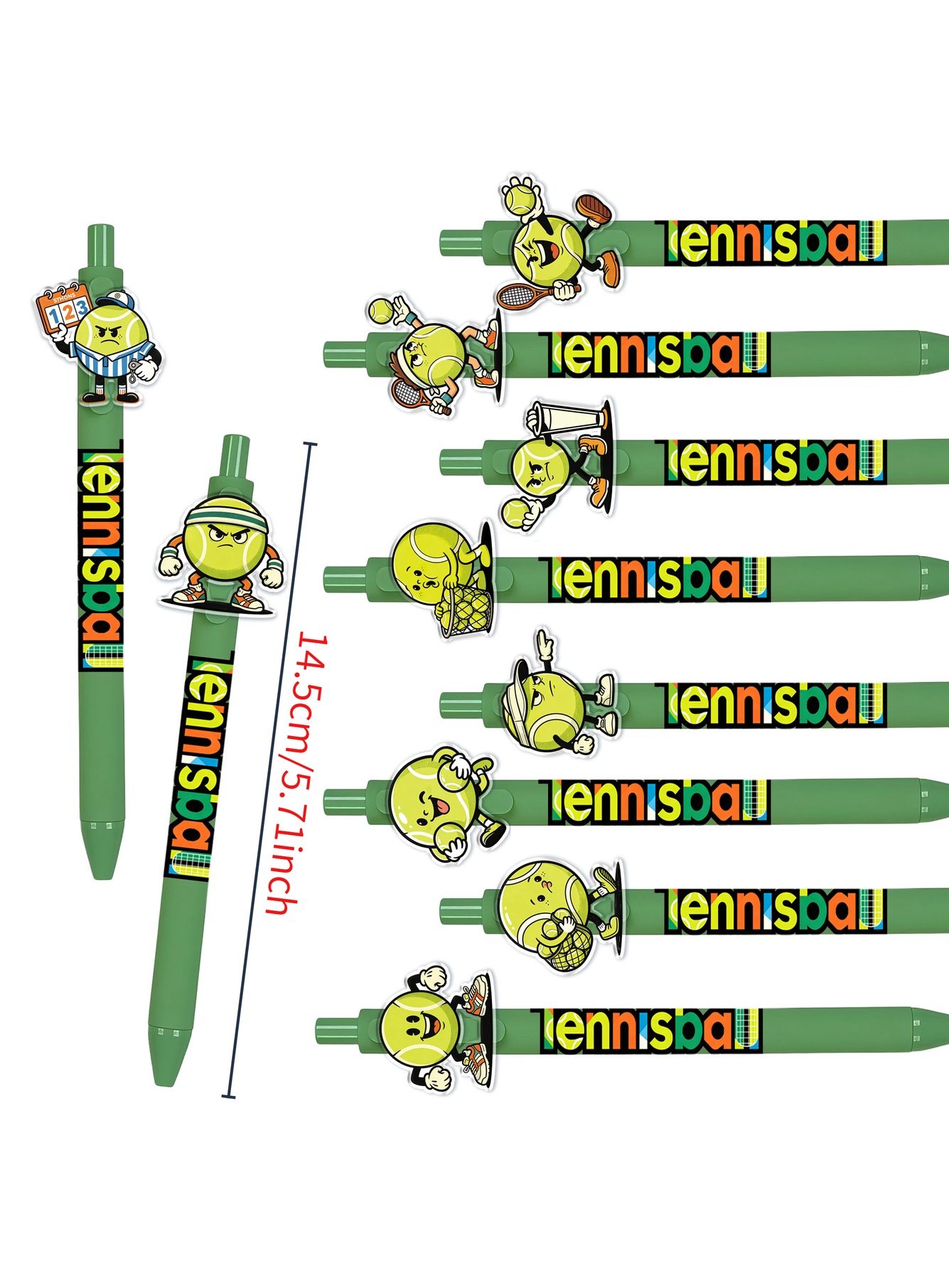 10pcs tennis theme ballpoint pen random pattern