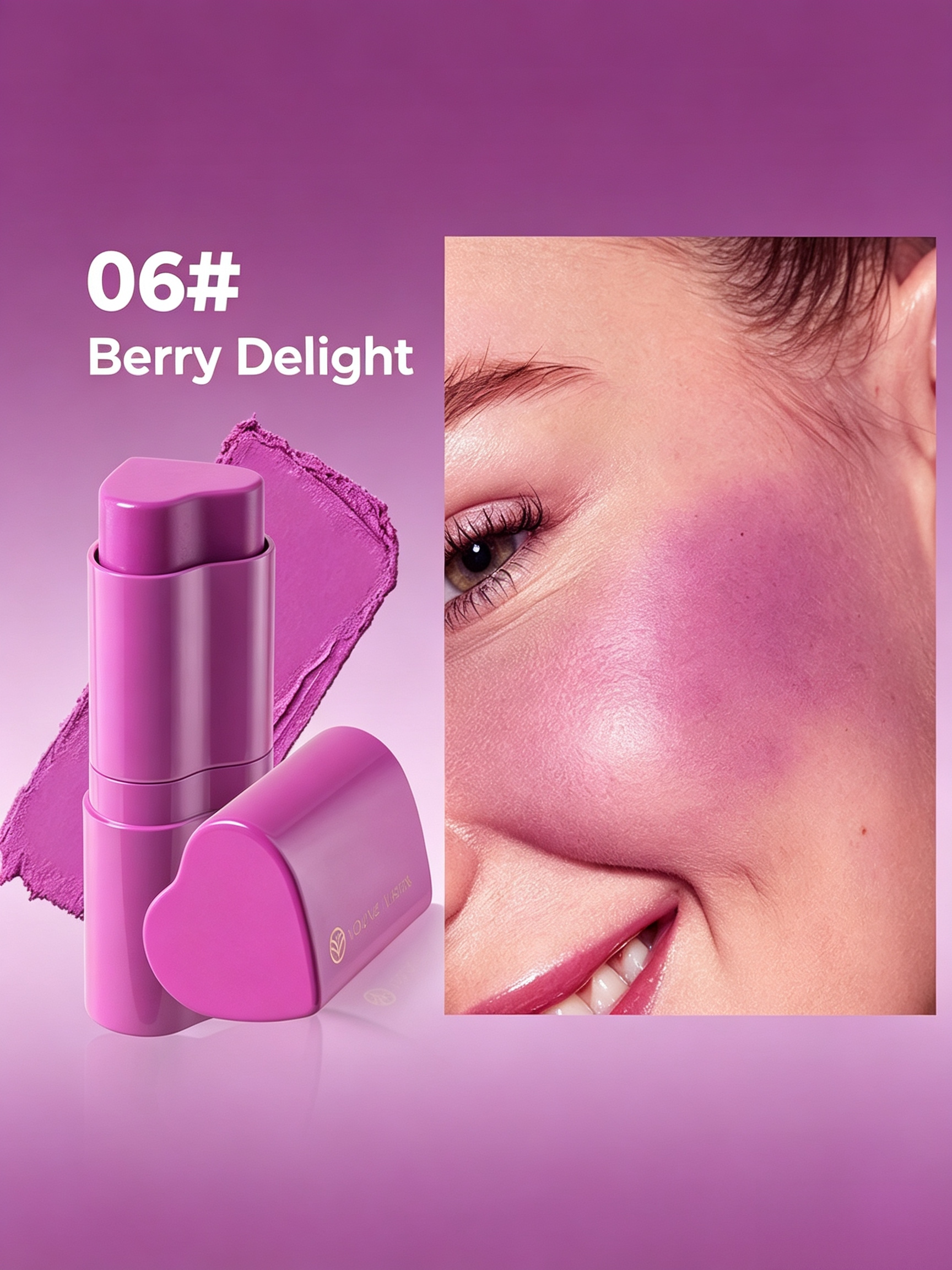 Heart Cream Blush Stick, 06 Berry Delight