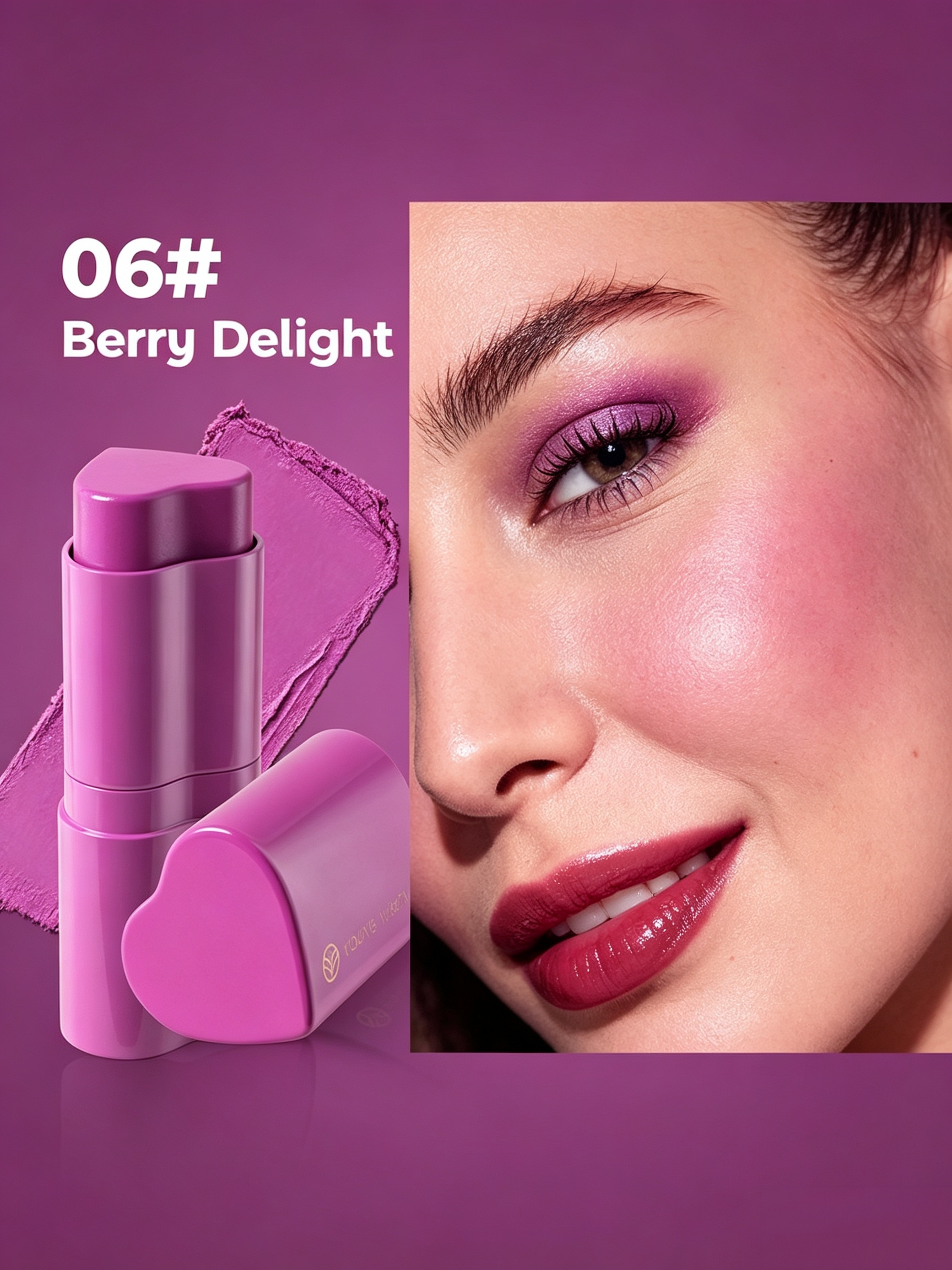 Heart Cream Blush Stick, 06 Berry Delight