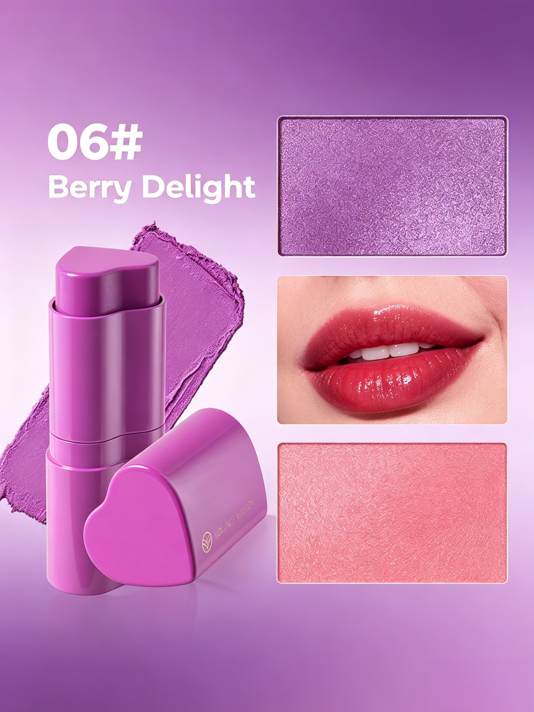Heart Cream Blush Stick, 06 Berry Delight