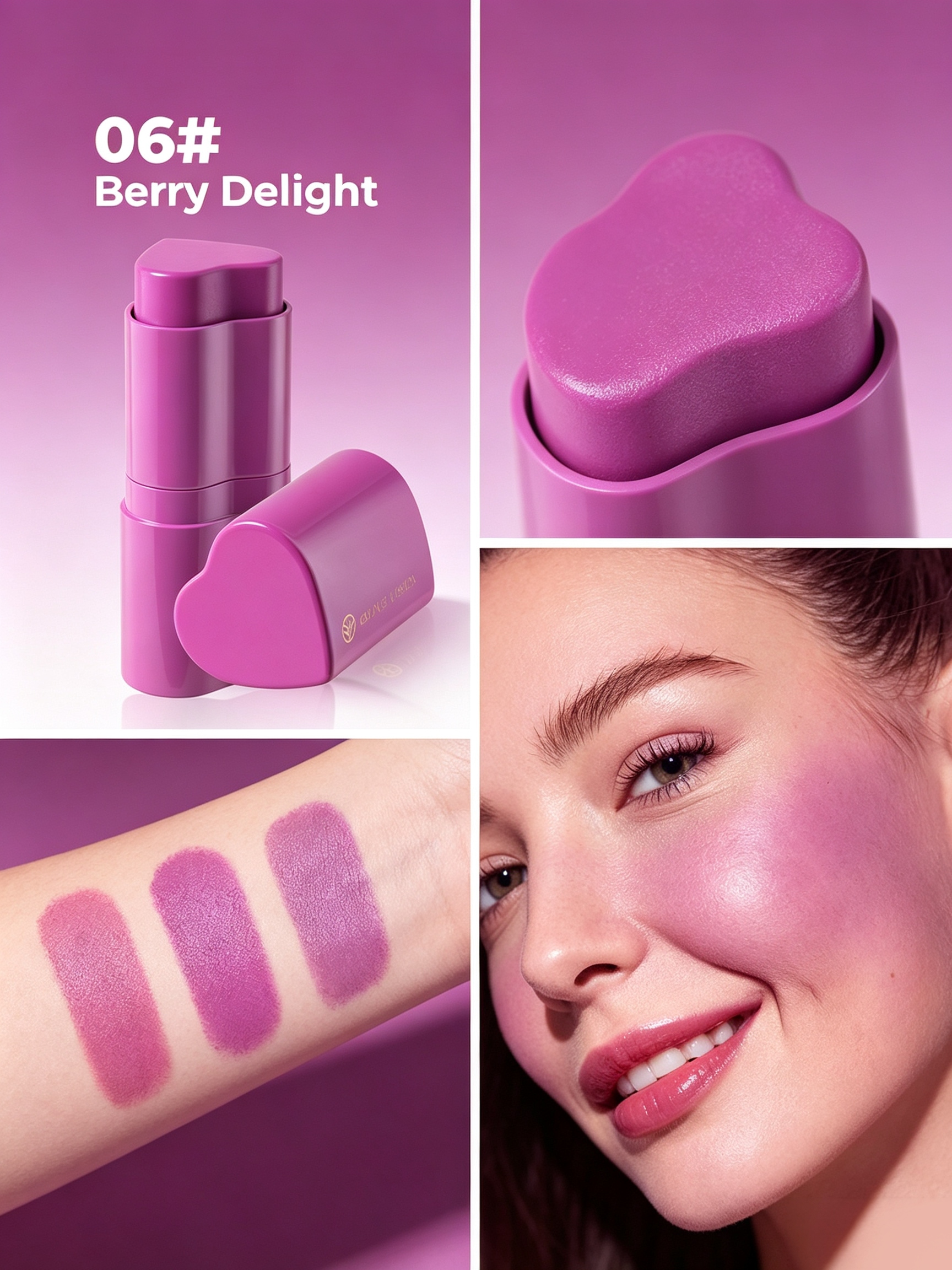Heart Cream Blush Stick, 06 Berry Delight