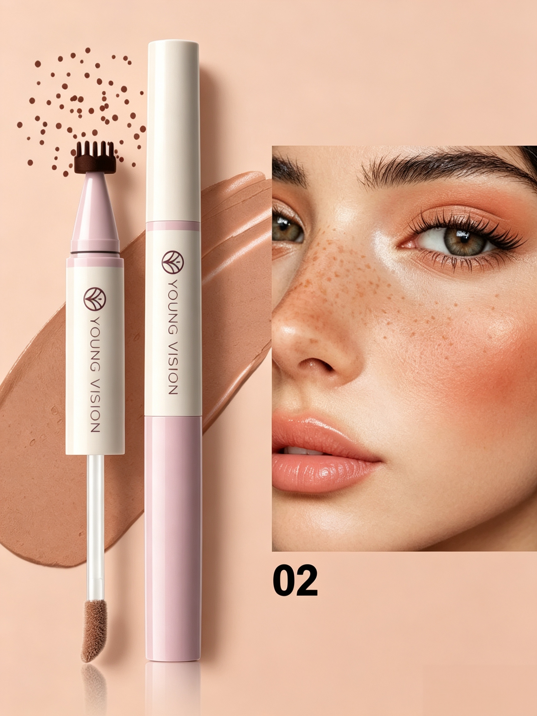 Dual-Ended Coral Liquid Blush and Freckle Pen 02