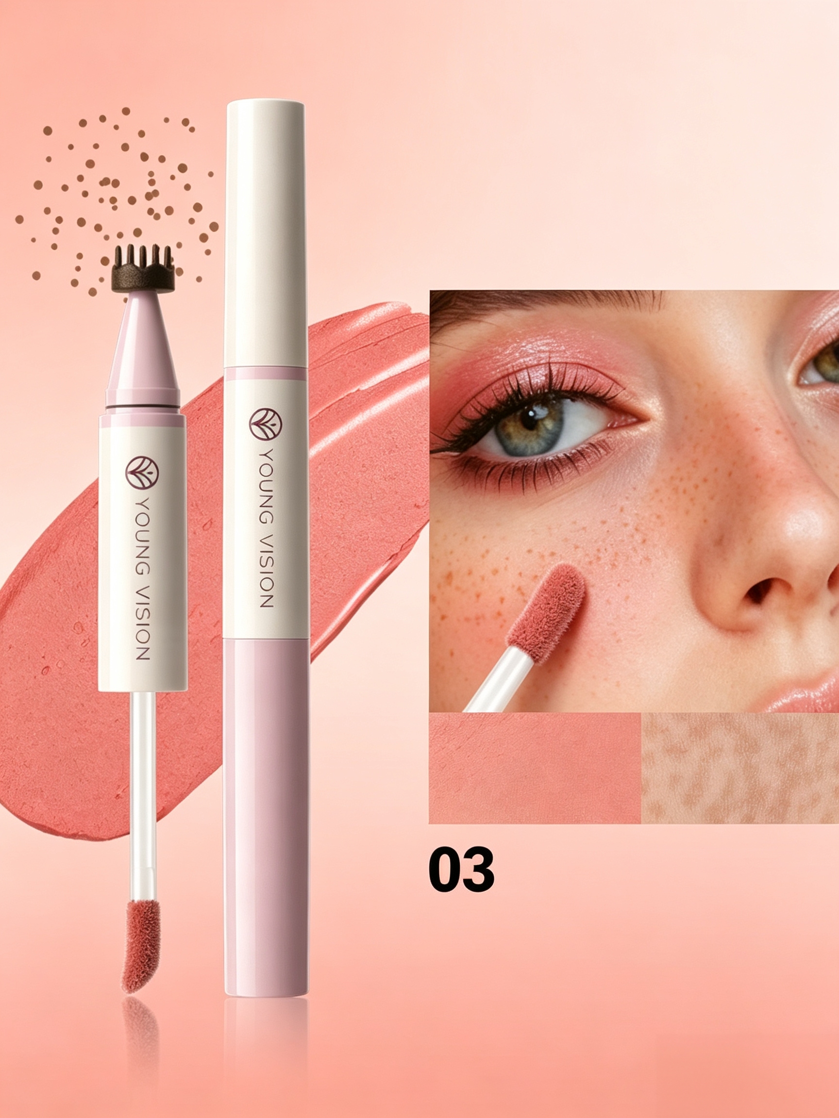 Dual-Ended Peach Liquid Blush and Freckle Pen 03