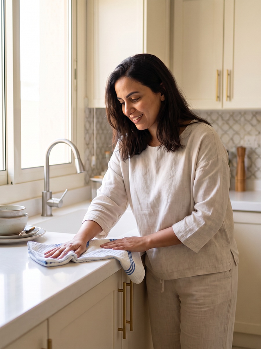 100% Cotton Kitchen Towels - Pack of 6 / 38x64 cm / 400 GSM / Highly Absorbent and Quick Dry, (Limoges Color)