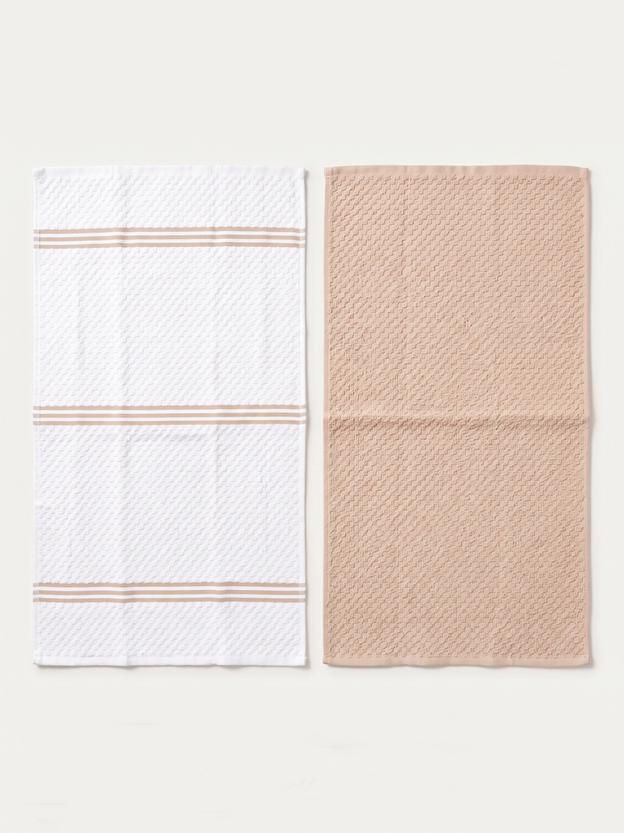 100% Cotton Kitchen Towels - Pack of 6 / 38x64 cm / 400 GSM / Highly Absorbent and Quick Dry, (Cream Tan Color)