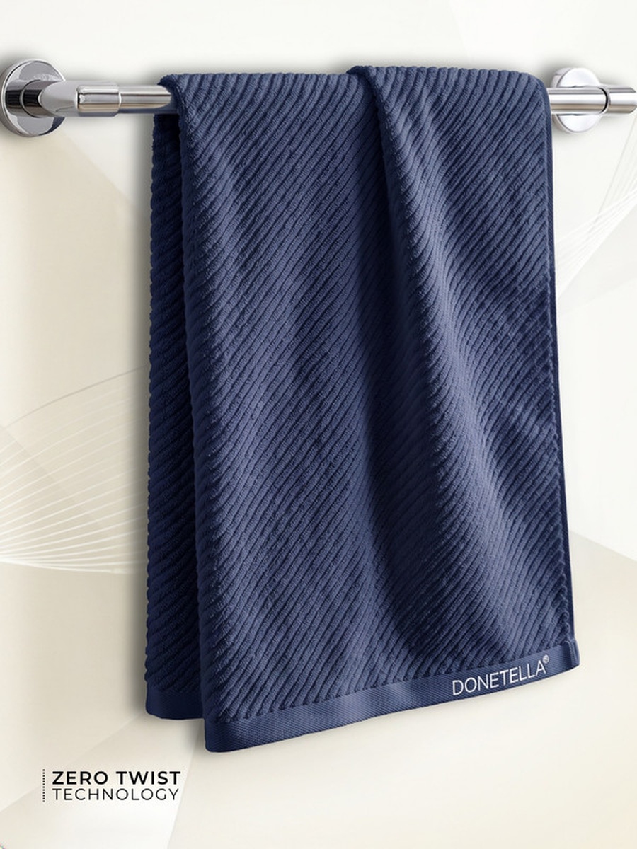 1-Piece 100% Cotton Zero Twist Bath Towel 70x140 cm, 550 GSM Highly Absorbent and Quick Dry Bathroom Towel, (Navy Blue)