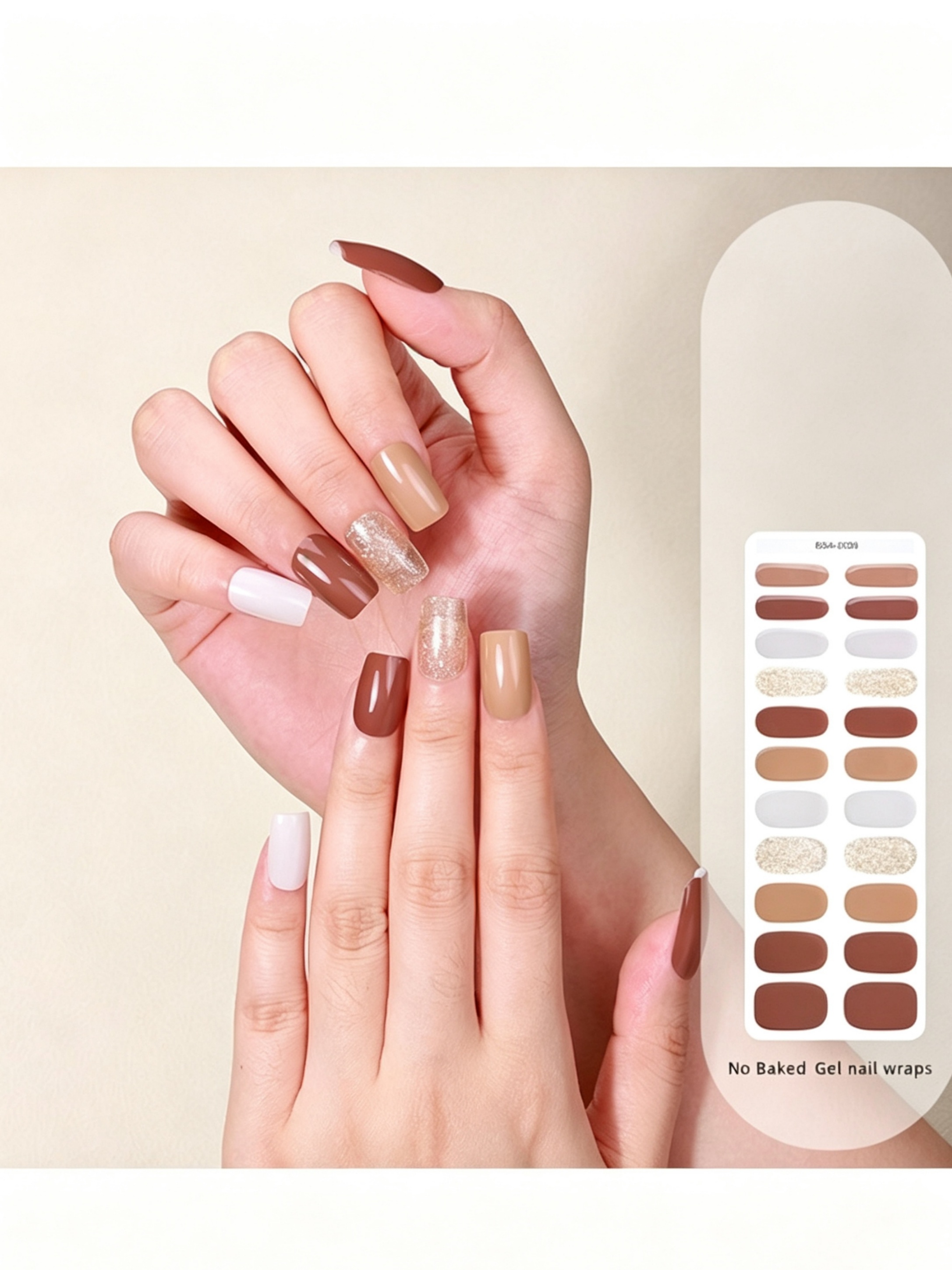 Multi-Color Glossy Gel Nail Wraps - No Bake and Easy Apply