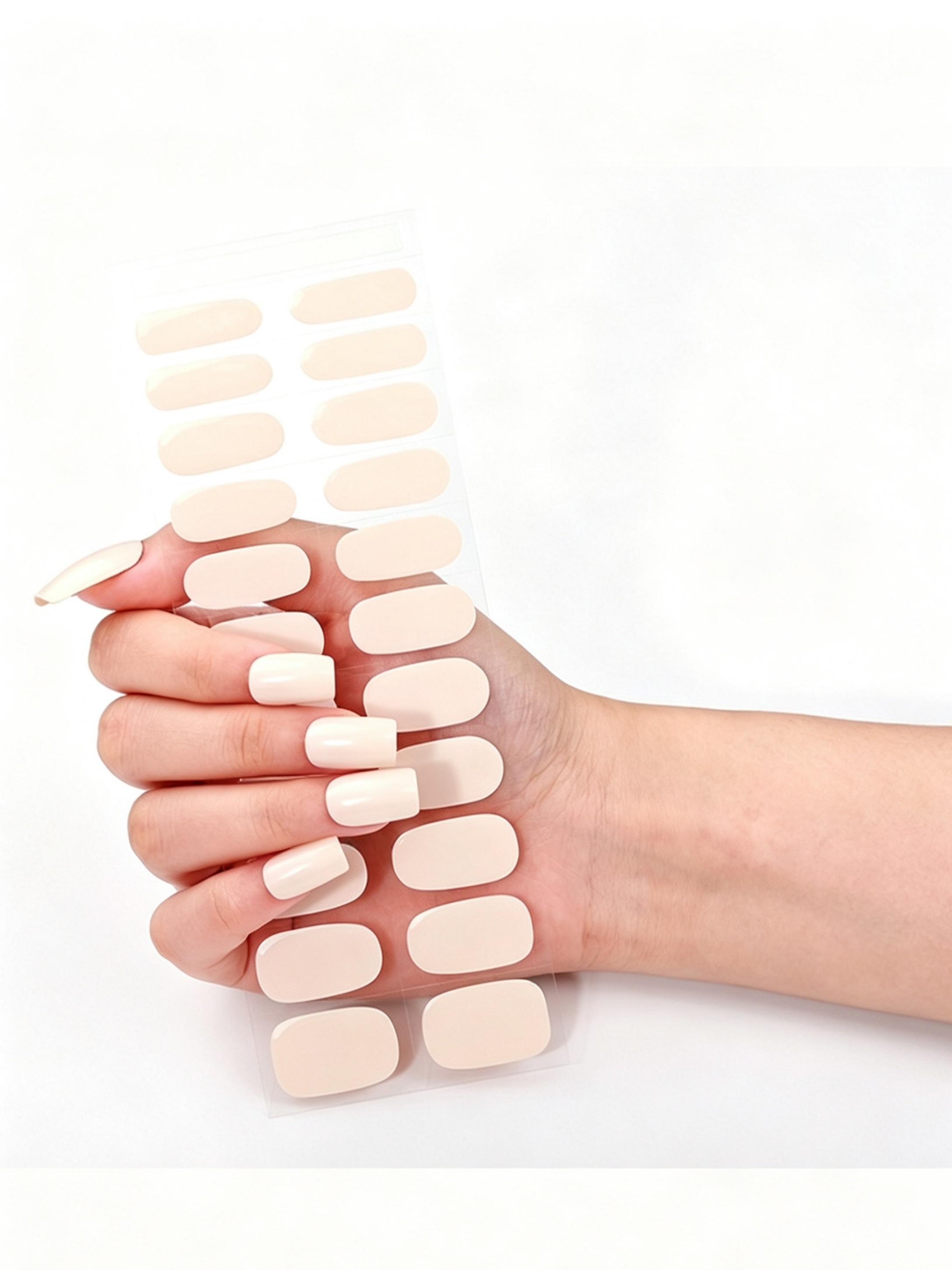 Glossy Beige Press-On Nails - UV-Free Gel Manicure
