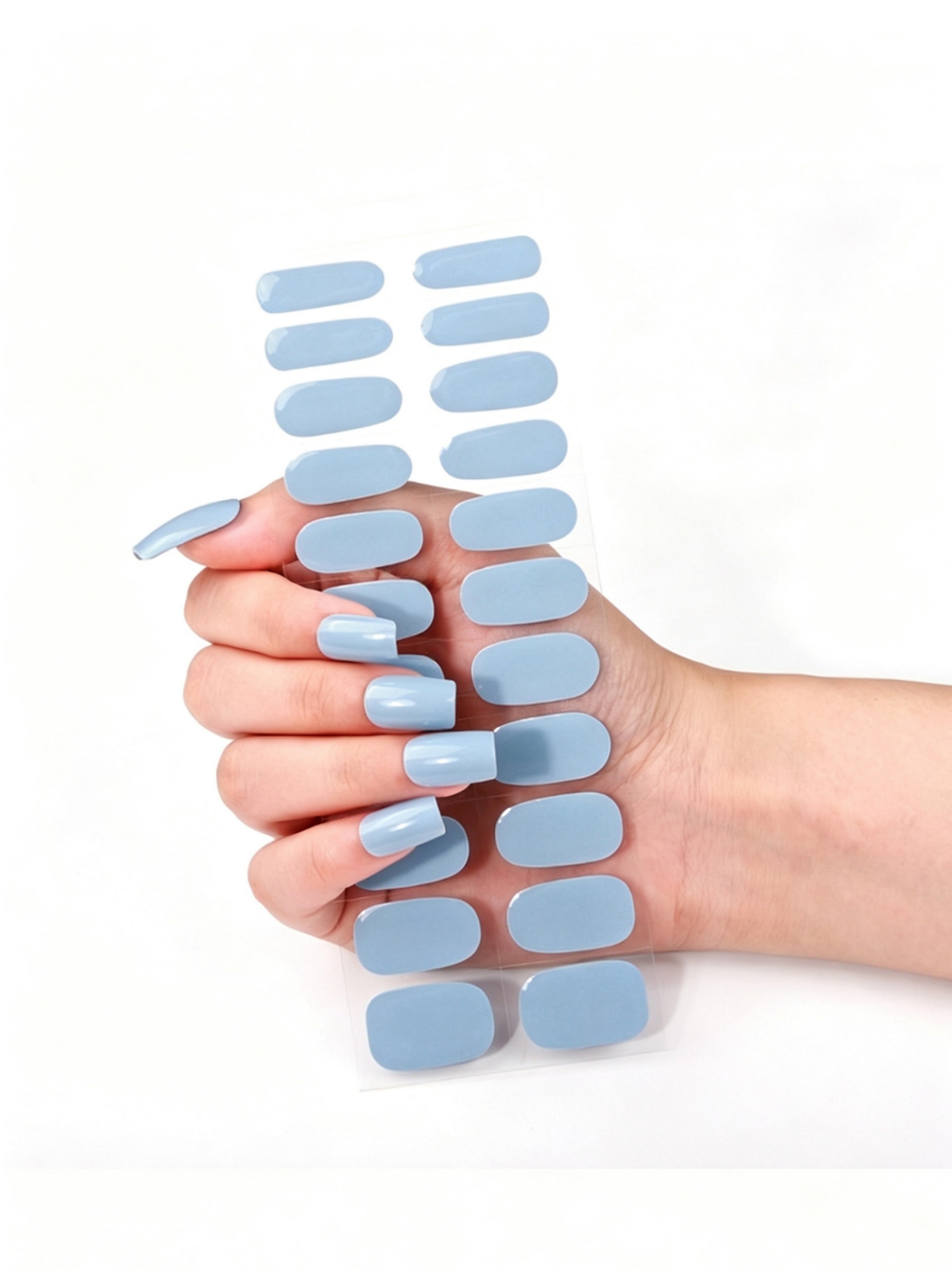 Glossy Blue Artificial Gel Nail Stickers