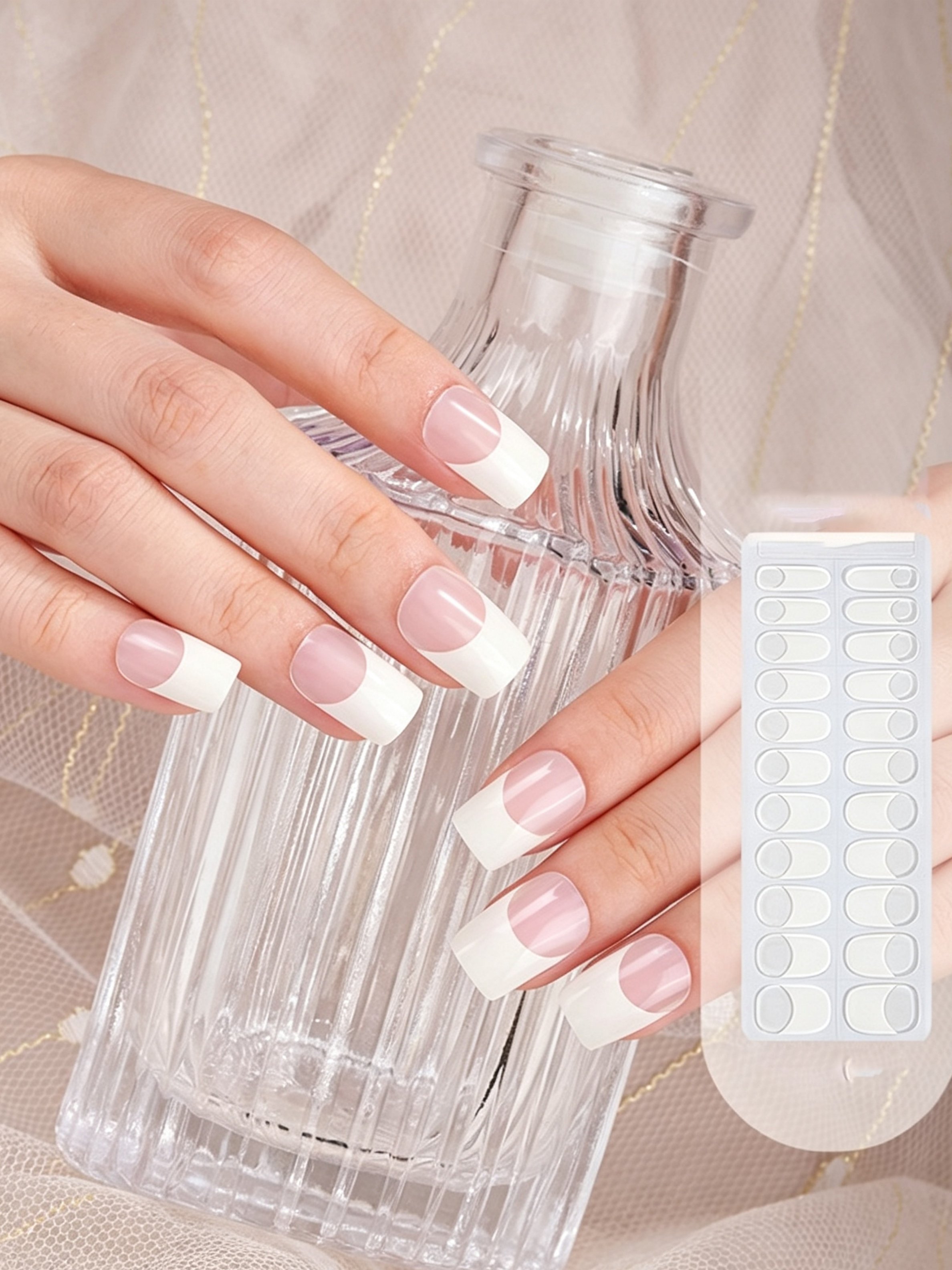 French Manicure Press-On Nails - DIY Glossy Artificial Nails