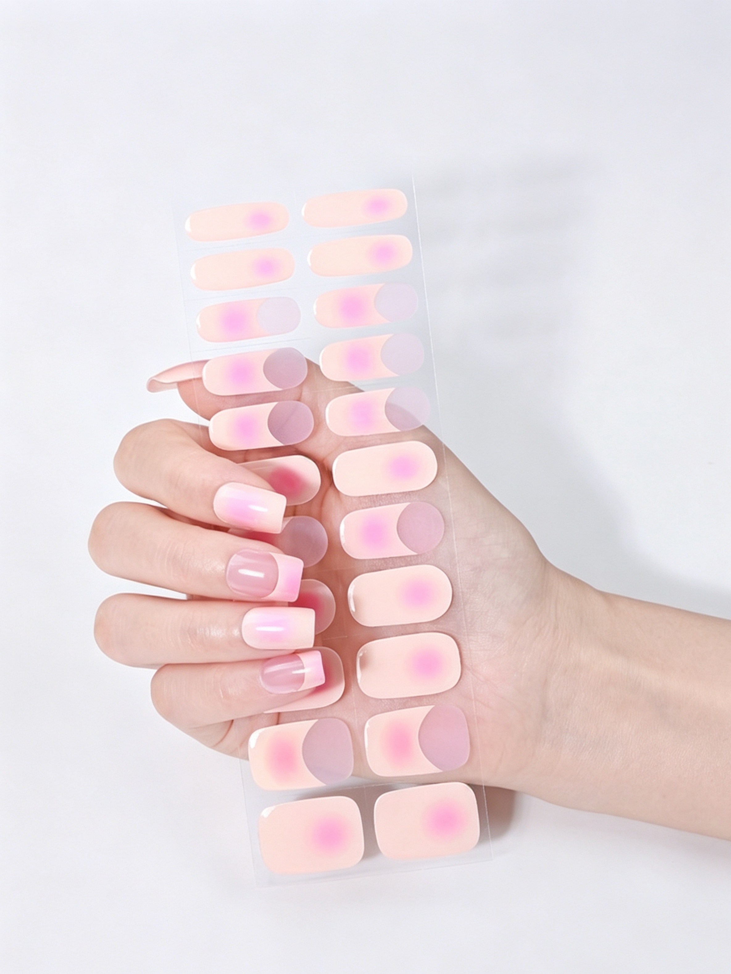 Ombre Glossy Gel Nail Stickers - UV-Free and Easy Application