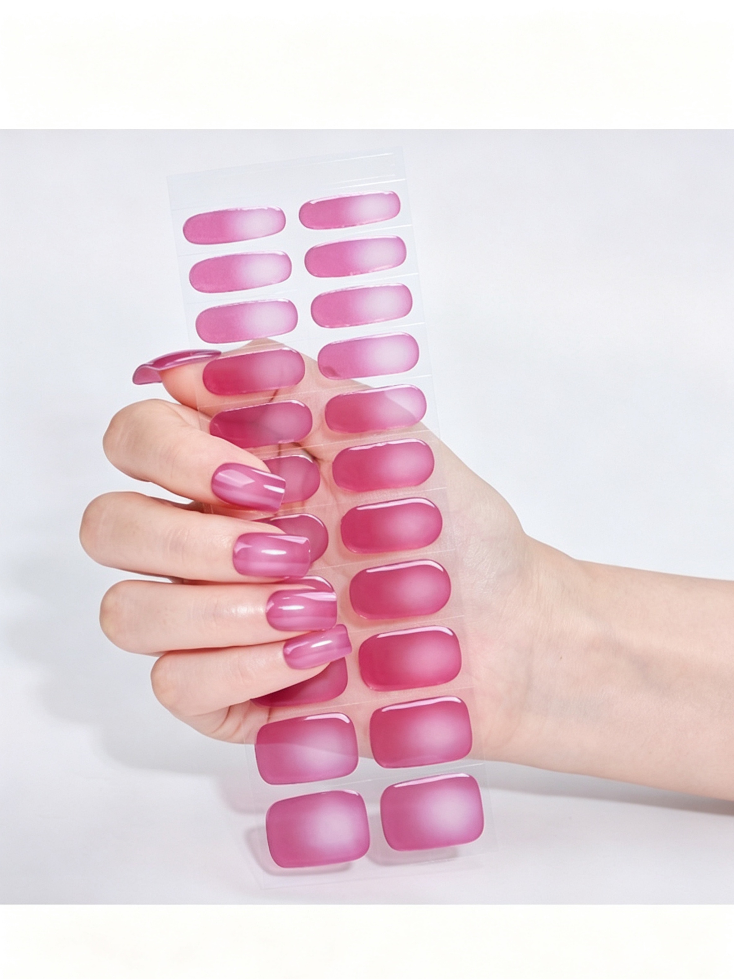Glossy Ombre Gel Nail Stickers - UV-Free and Easy Application