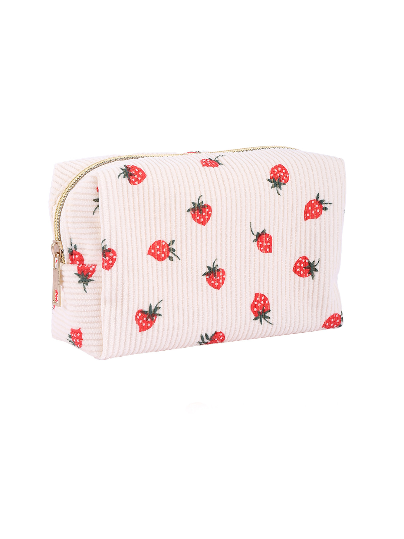 Strawberry Corduroy Cosmetic Pouch
