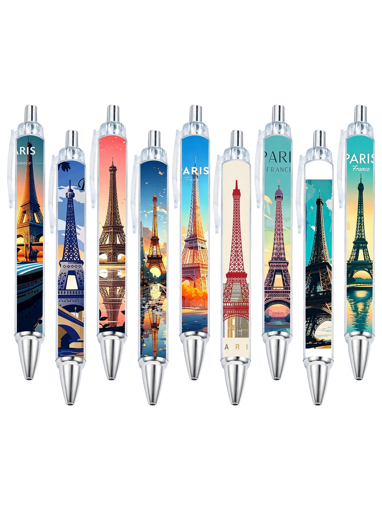 مجموعة أقلام حبر جاف بتصميم برج إيفل الباريسي 10 قطع