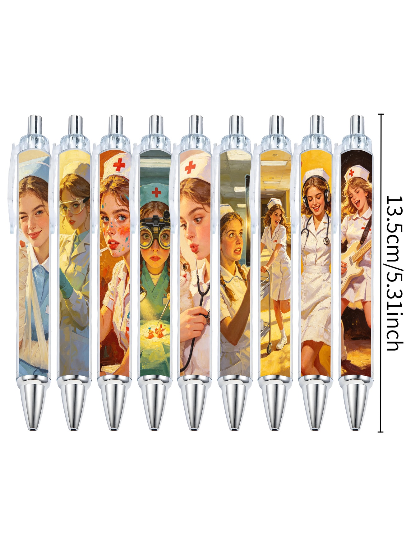 Chic Nurse-Themed Ballpoint Pens Set - 10-Piece