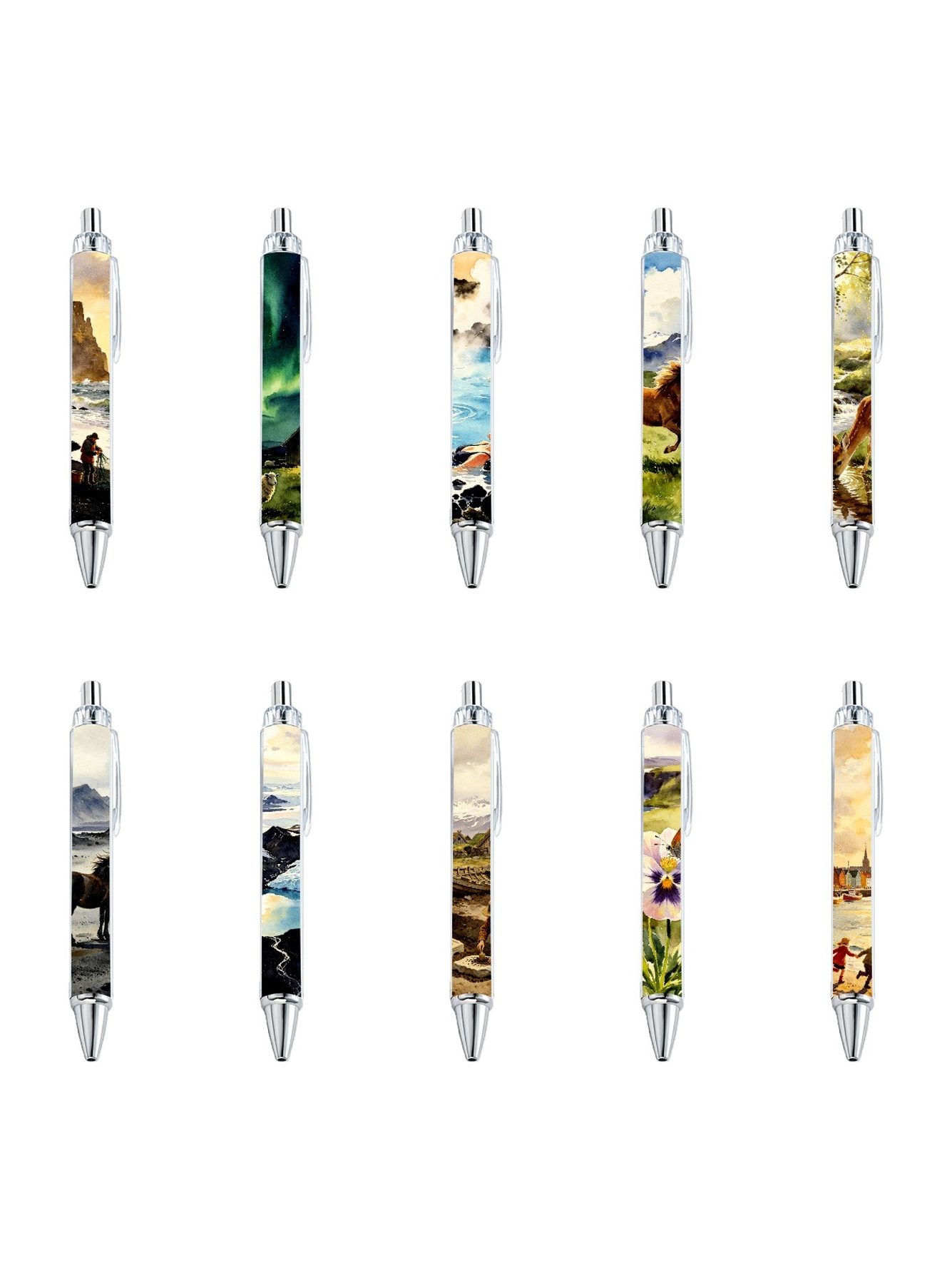 Icelandic Landscape Gel Pens - 10-Pack