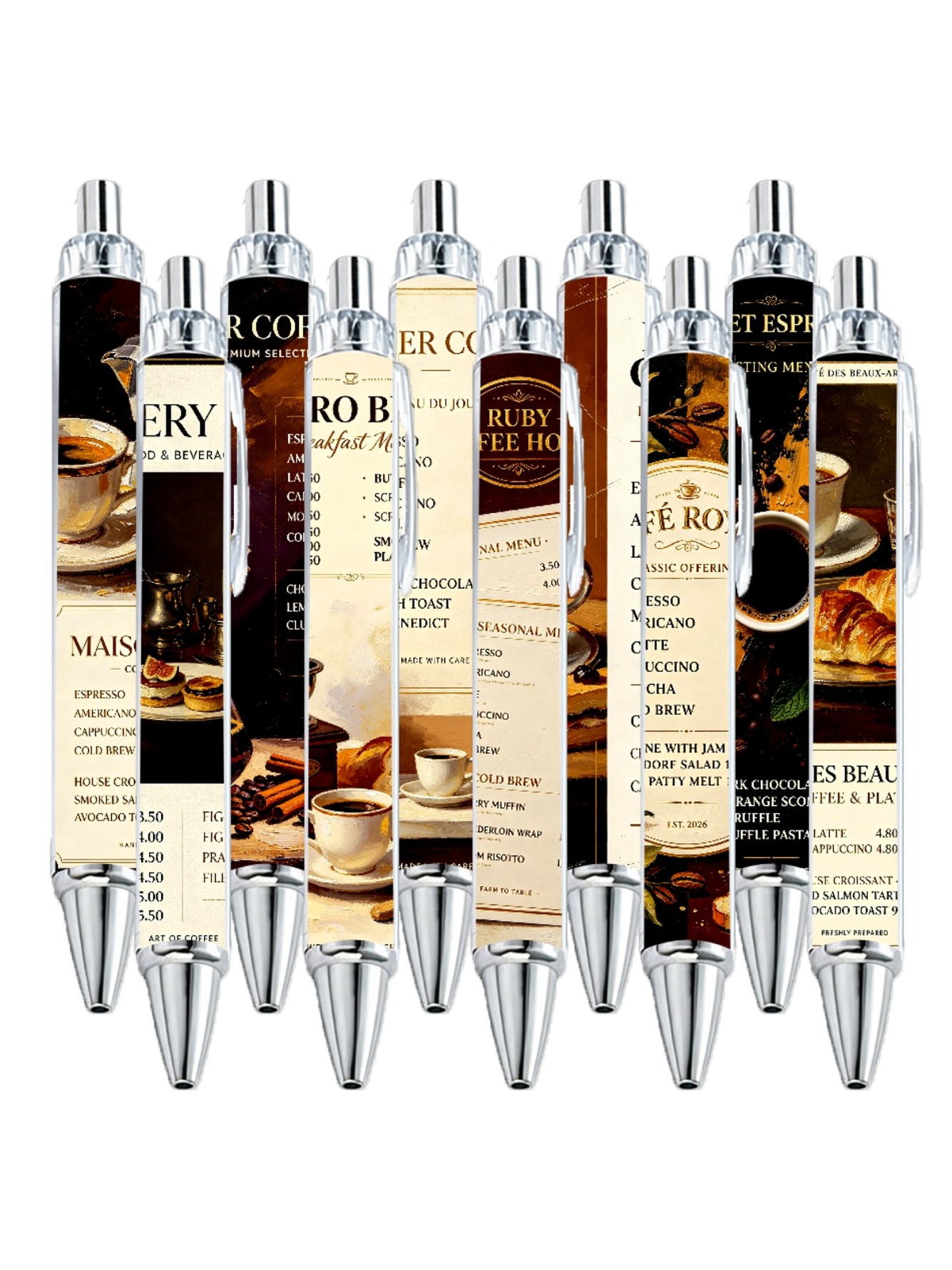 Coffee Menu Inspired Gel Pens - 10-Pack