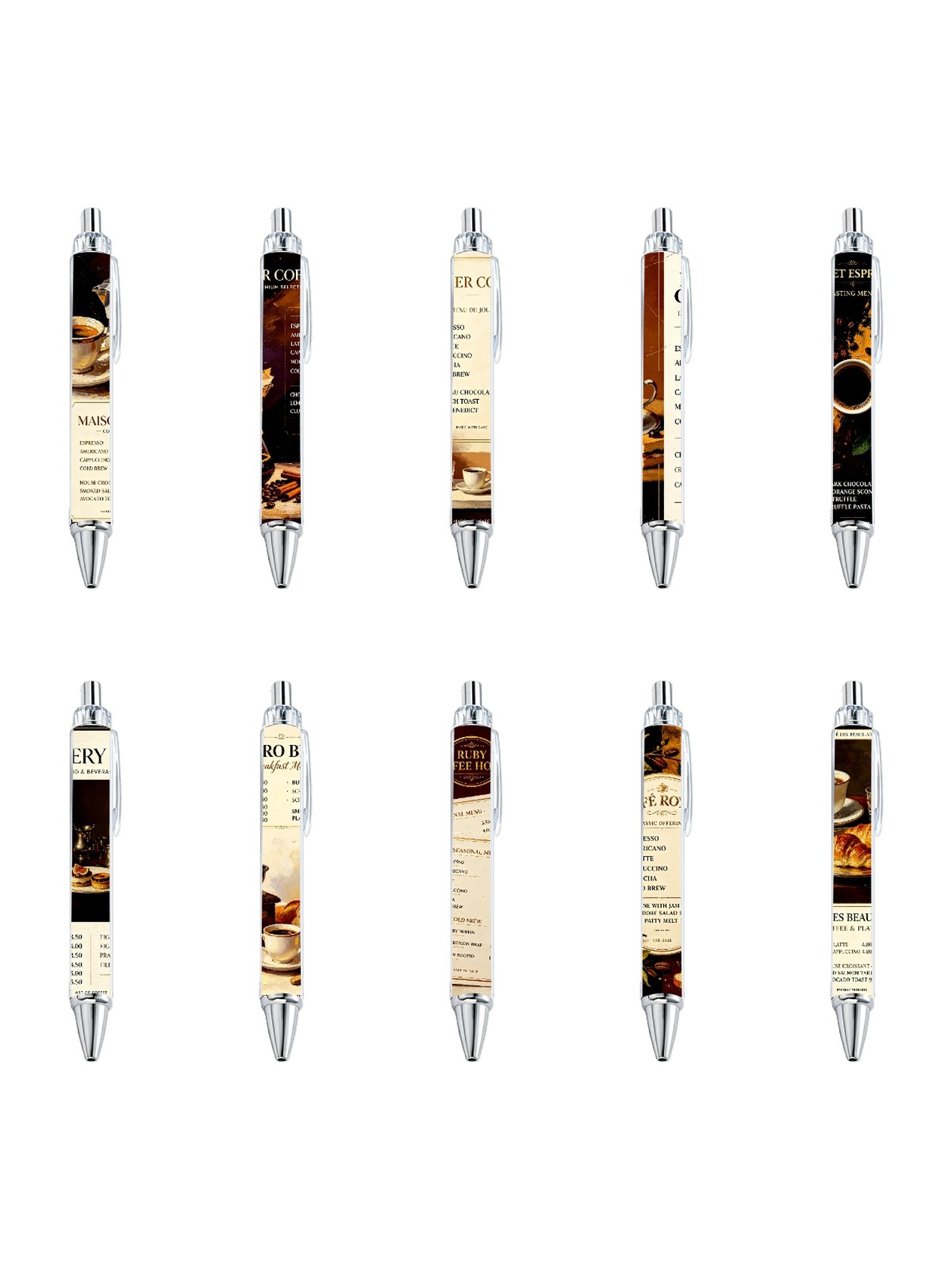 Coffee Menu Inspired Gel Pens - 10-Pack