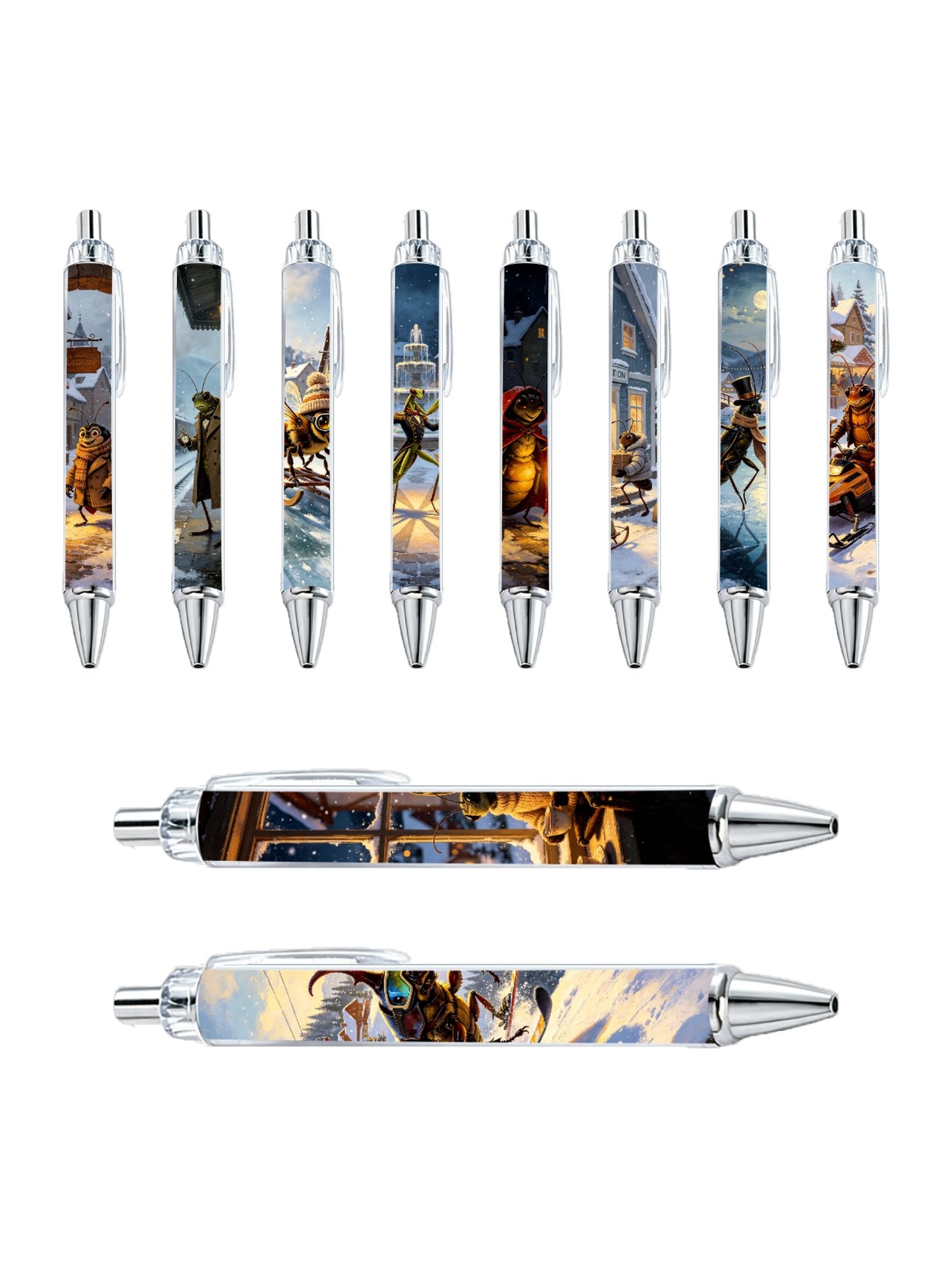 Winter Wonderland Insect Gel Pens Set - 10-Piece